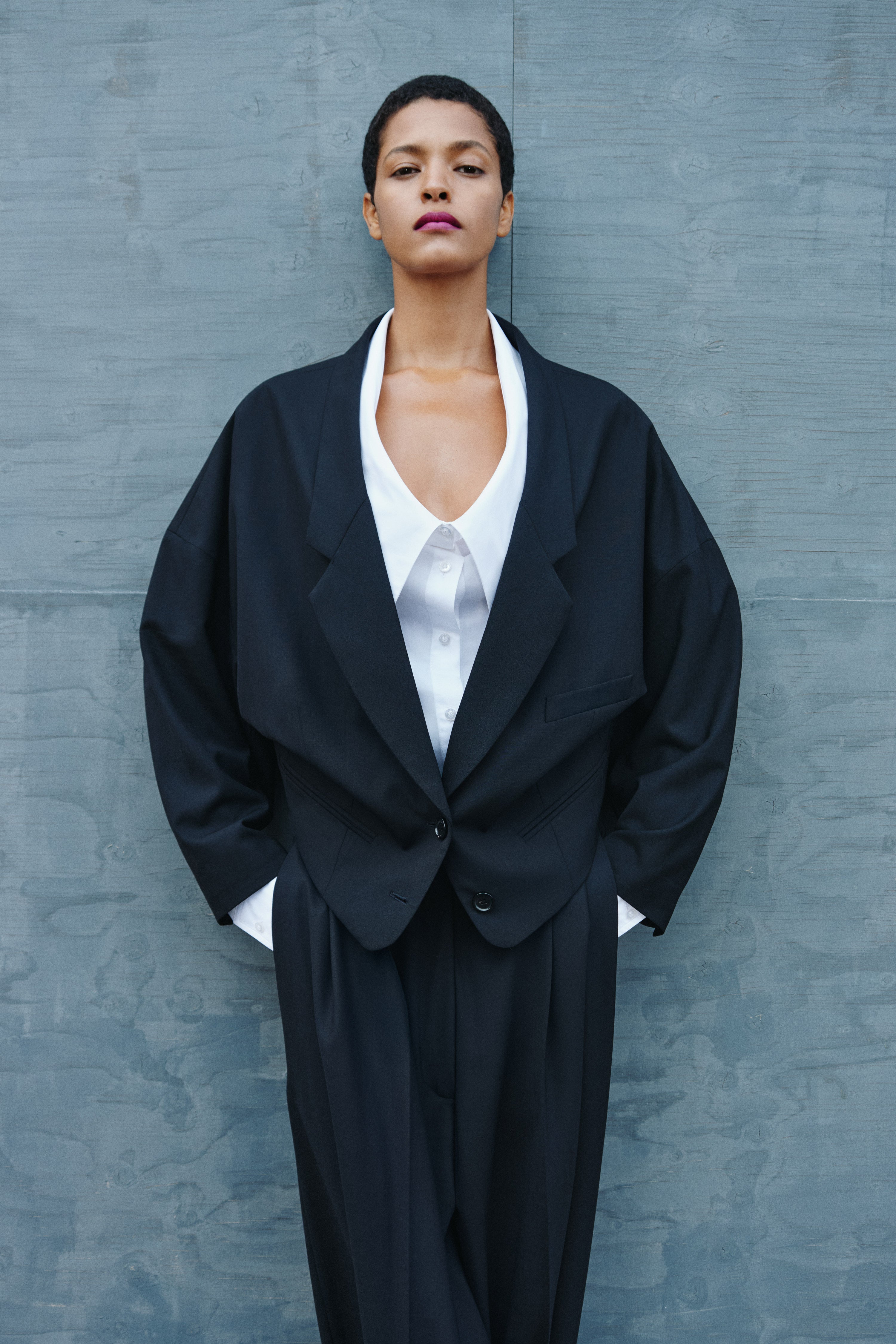 DRAGGED WOOL-BLEND BLAZER