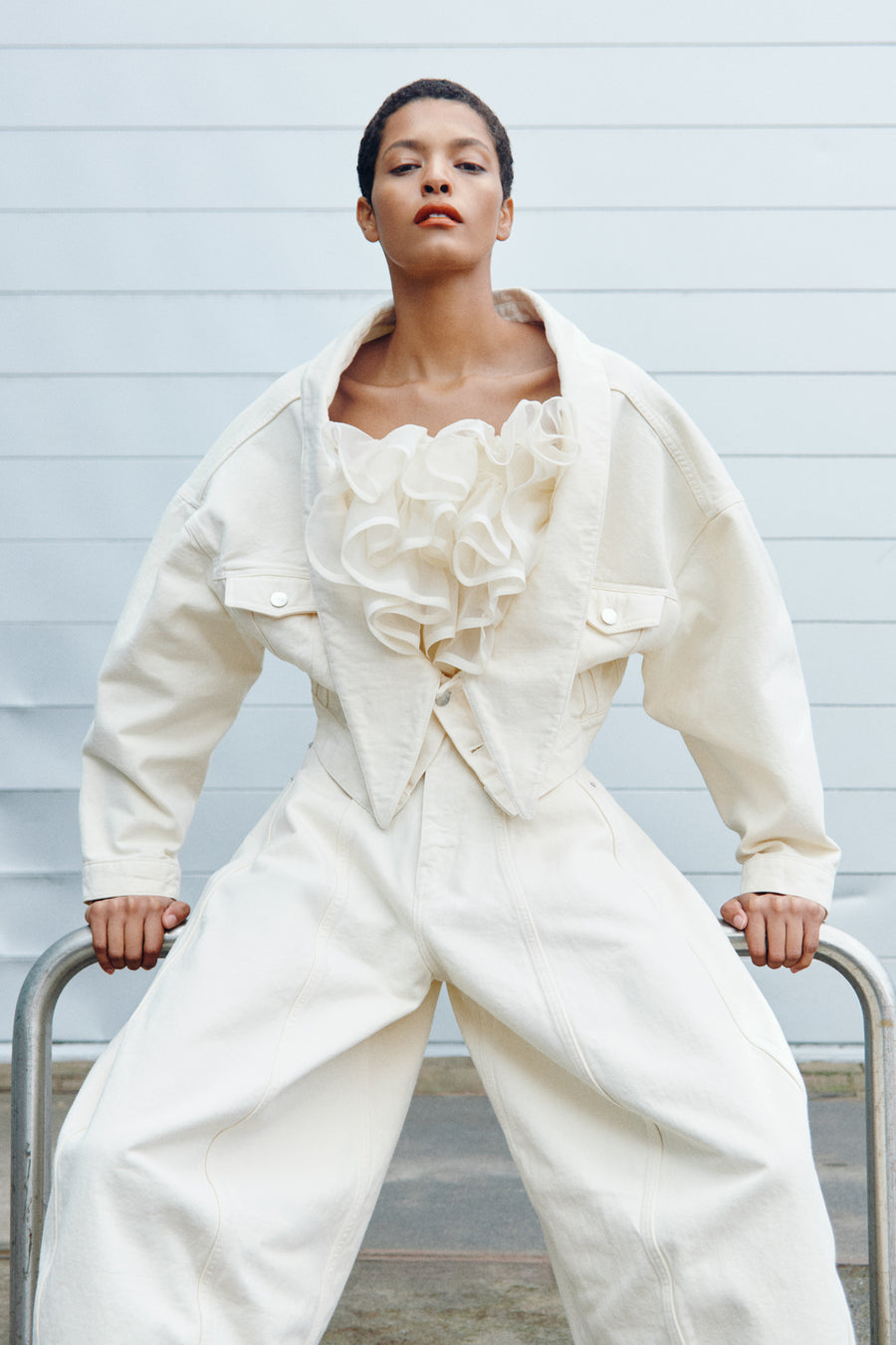 DENIM DRAGGED JACKET