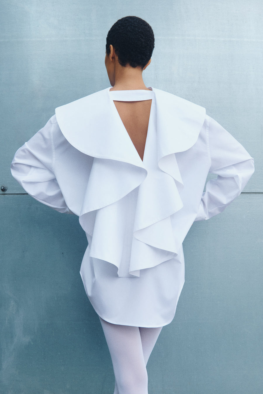 VOLANT DETAIL POPLIN SHIRT