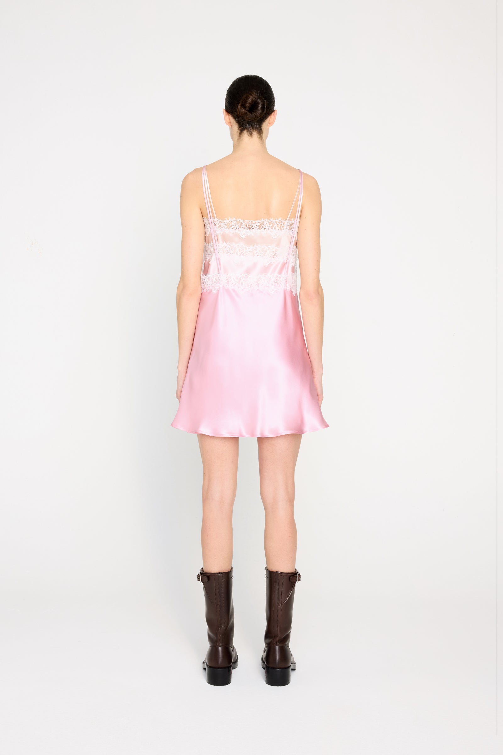 MULTI-LAYERED SILK LACE CAMI DRESS