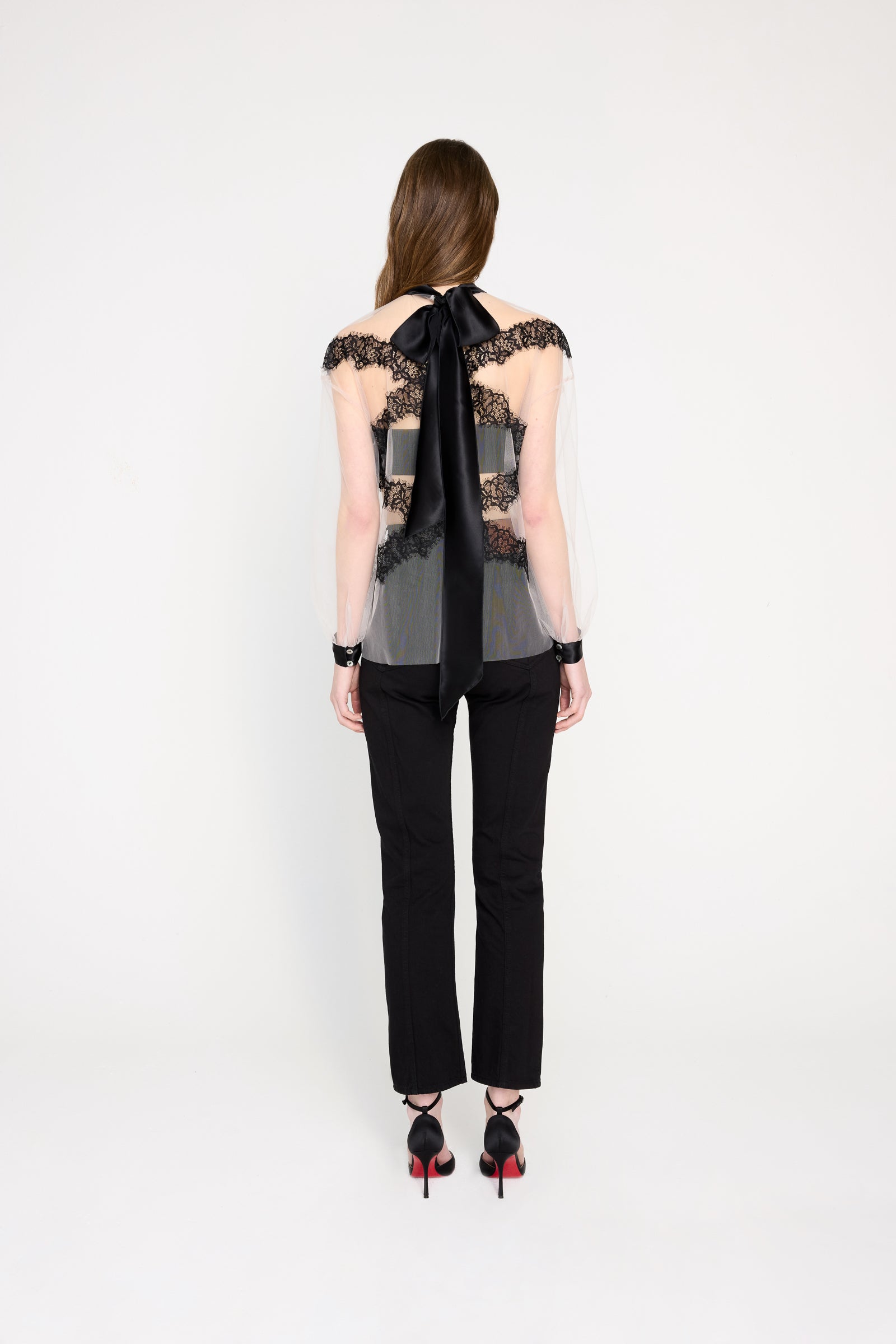 TULLE & LACE LONG SLEEVE BLOUSE