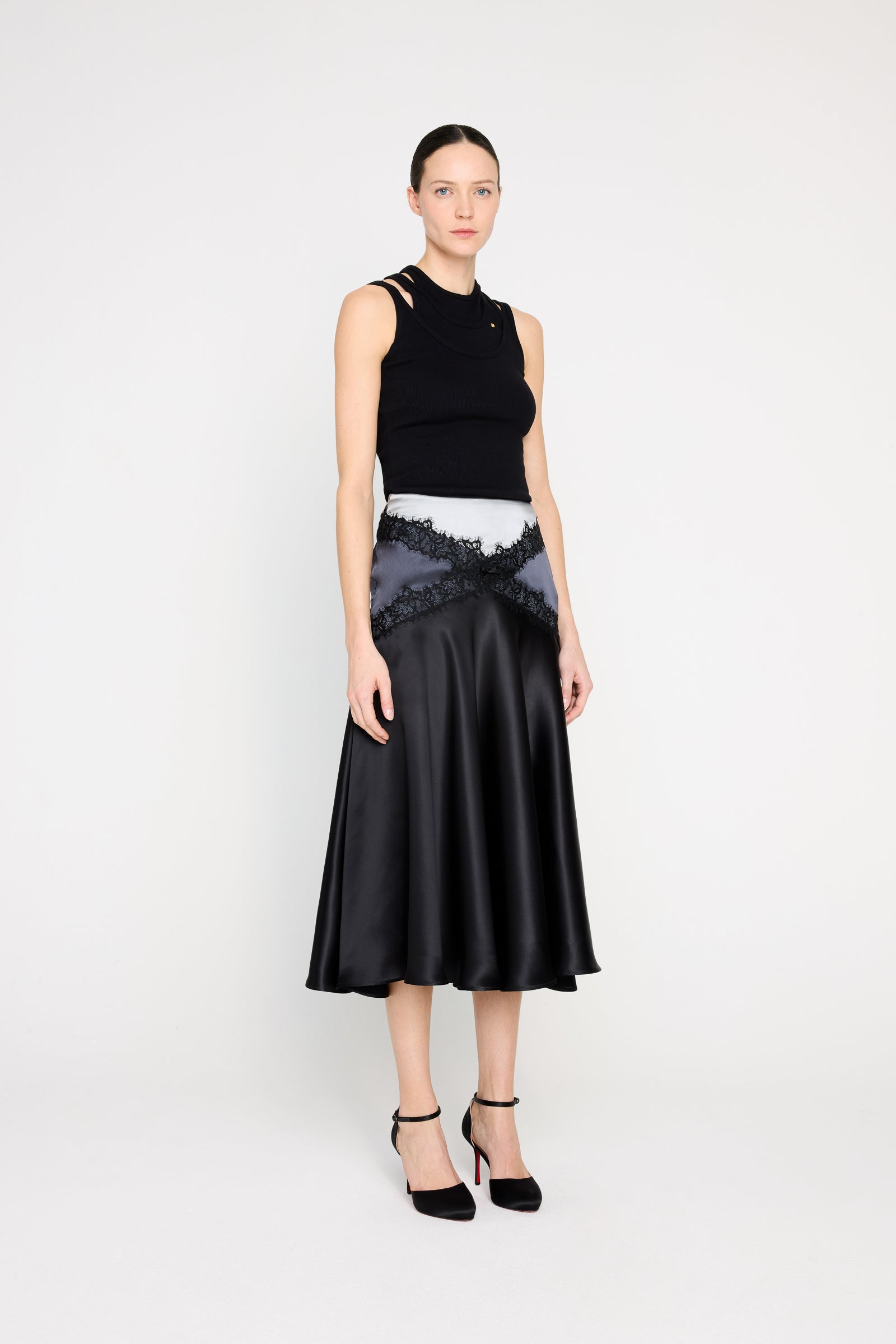 SILK LACE MIDI SKIRT