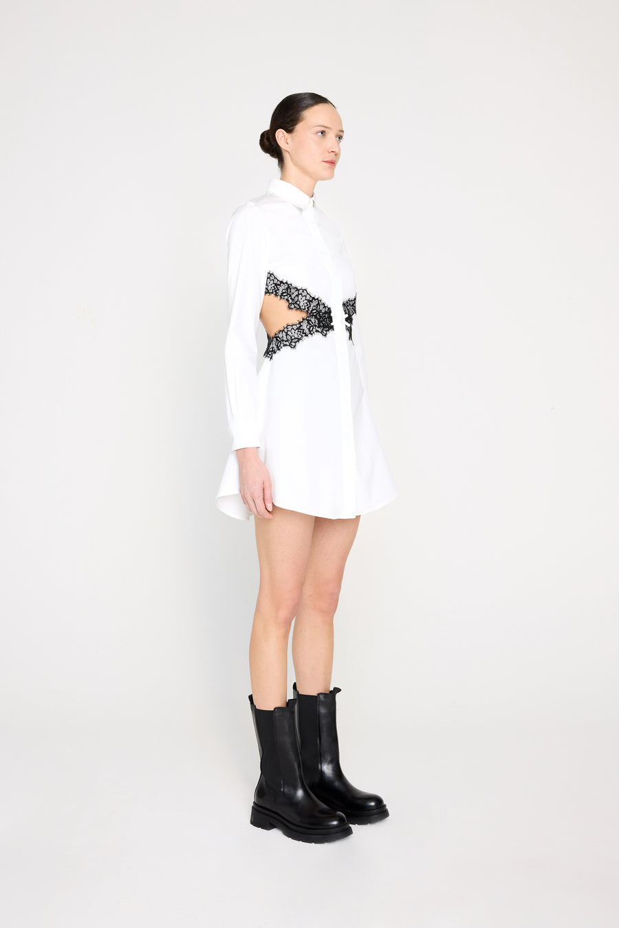 LACE CUT OUT SHIRT DRESS
