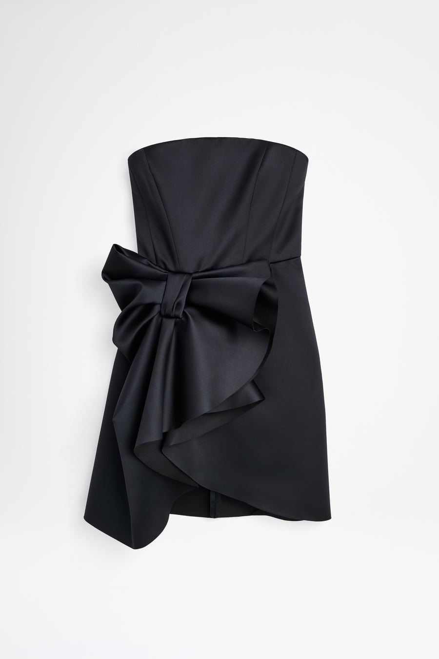 Mini black dress on a white background.