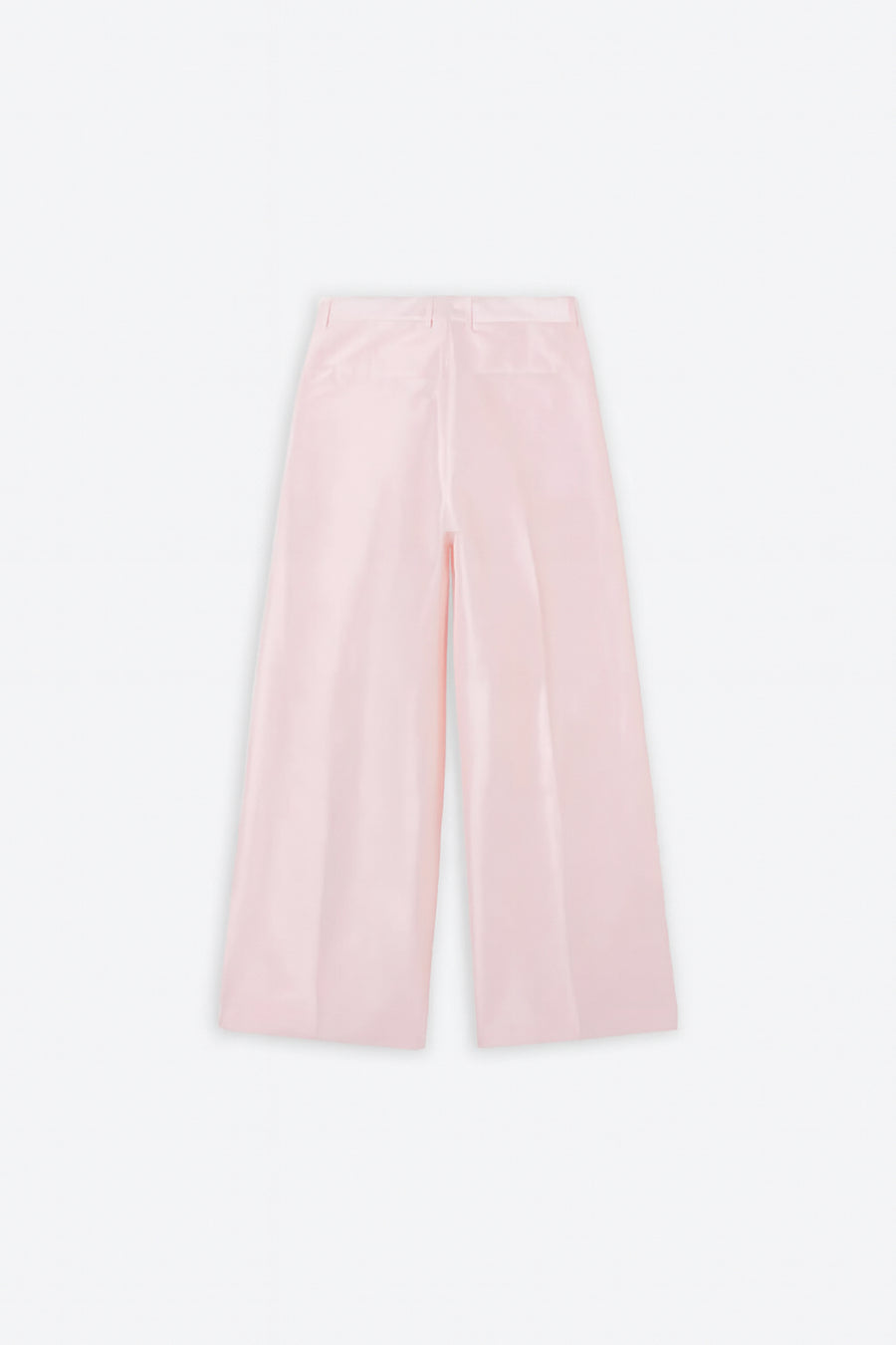 Pink satin pants on a white background.