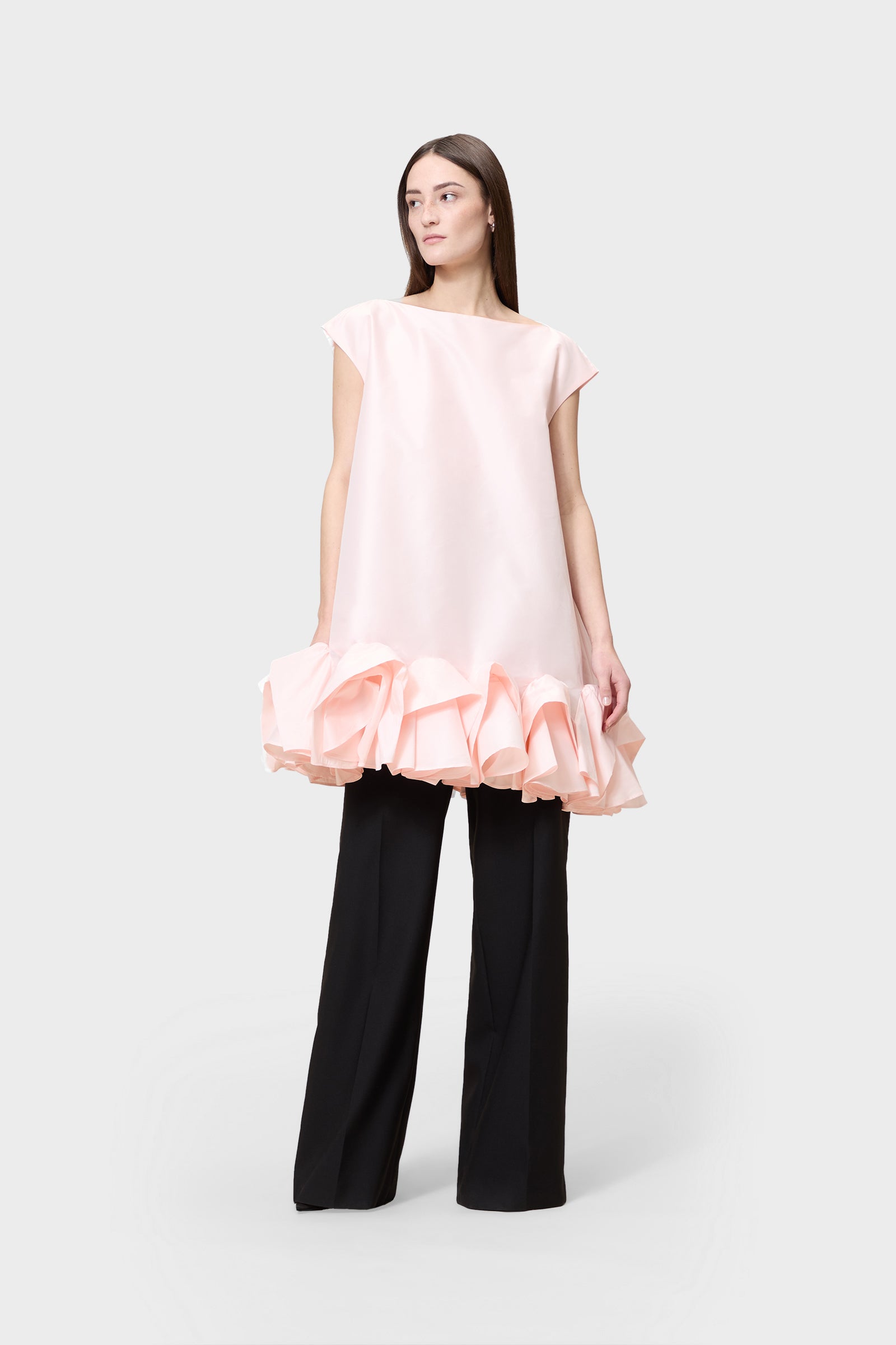 TUCK UP TAFFETA MINI DRESS