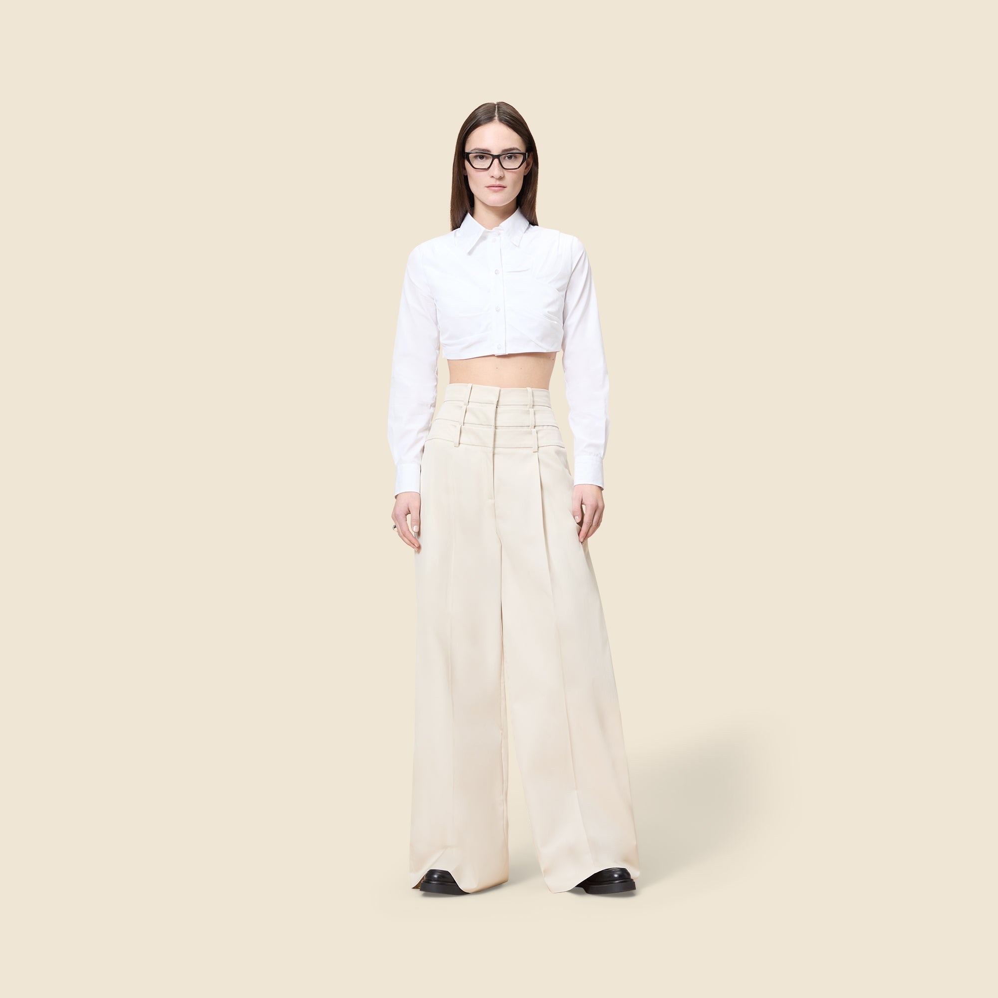 PLEATED POPLIN SHIRT