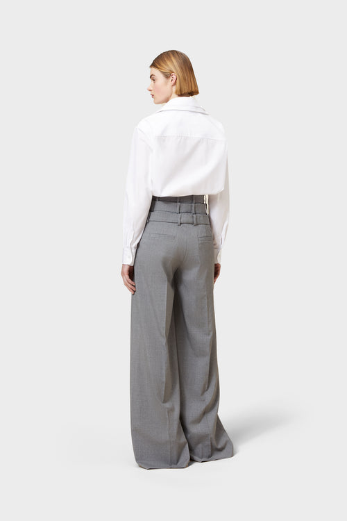 MULTI-LAYERED WOOL TROUSERS