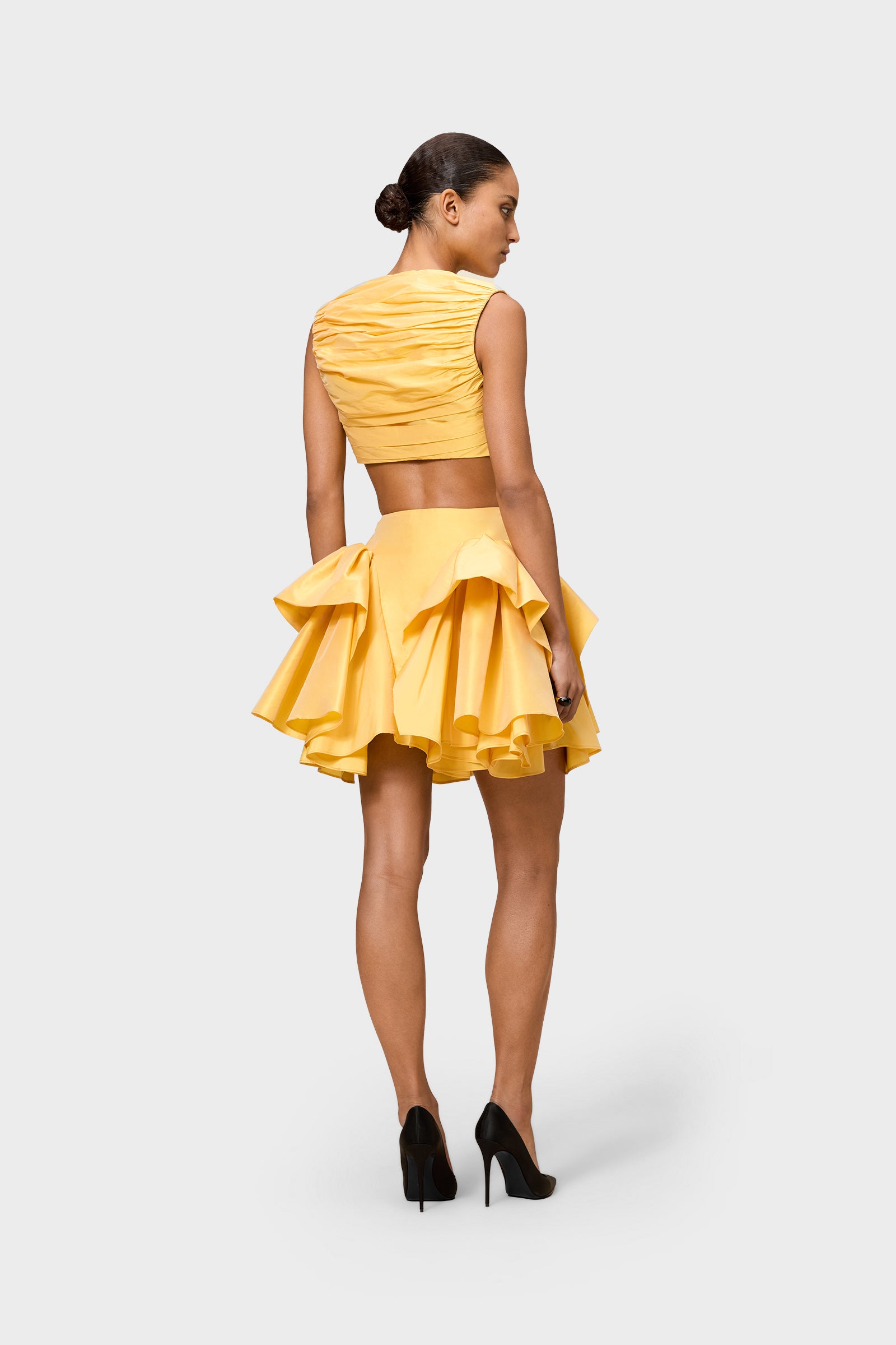 KORTE TOP VAN GEPLOOIDE TAFZIJDE