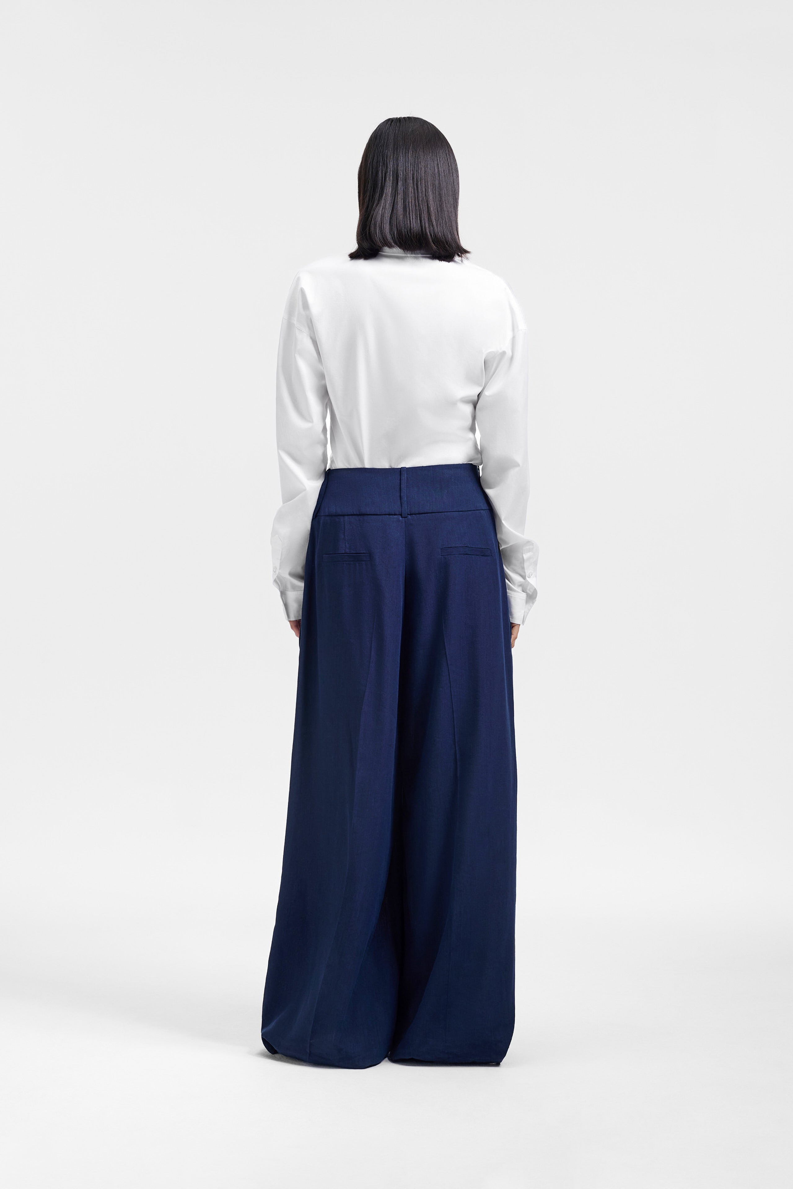 DRAGGED LINEN-SILK BLEND TROUSERS