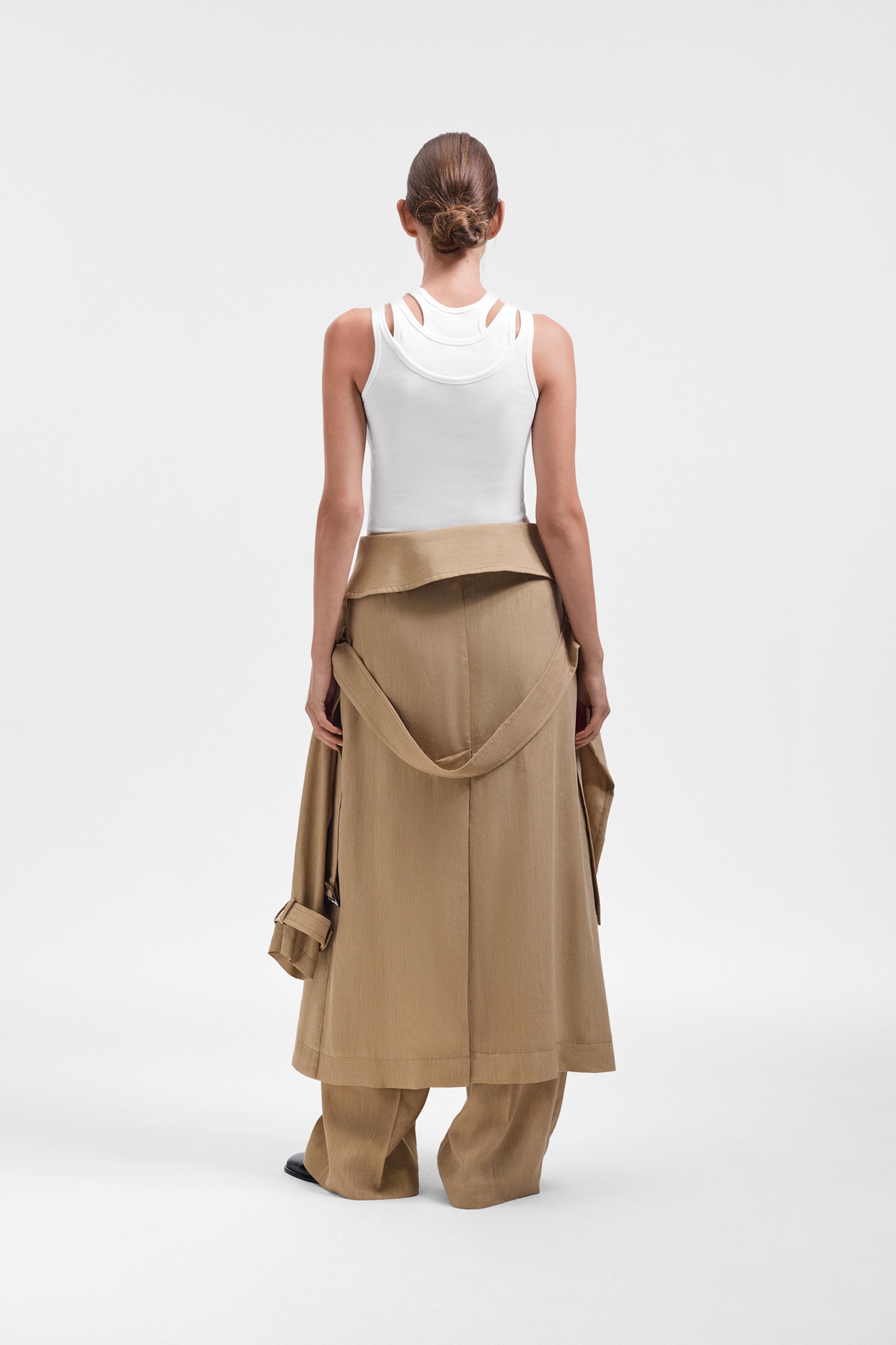 SLEEVE TIE LINEN-SILK BLEND WRAP TROUSERS