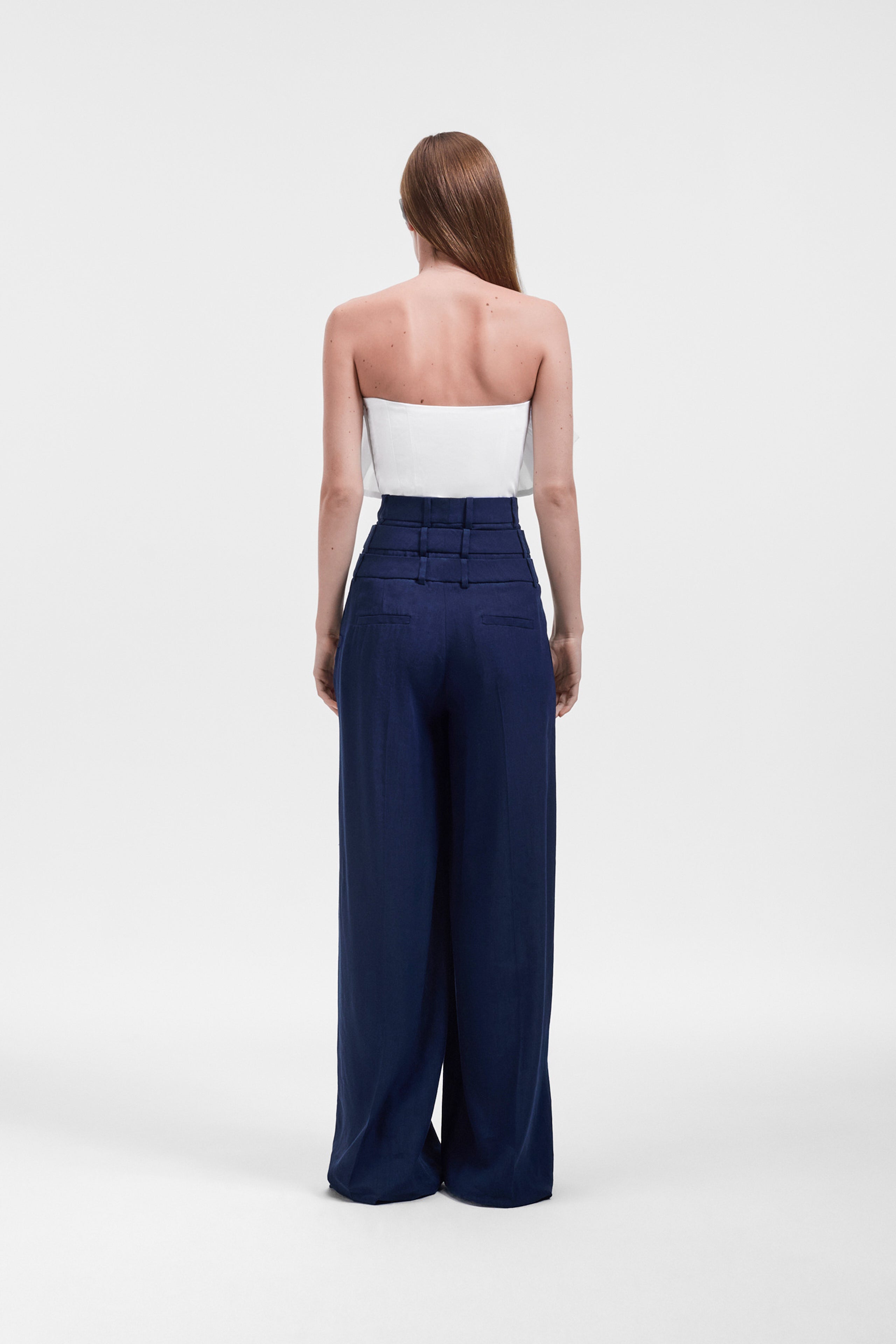 MULTI-LAYERED LINEN SILK BLEND TROUSERS