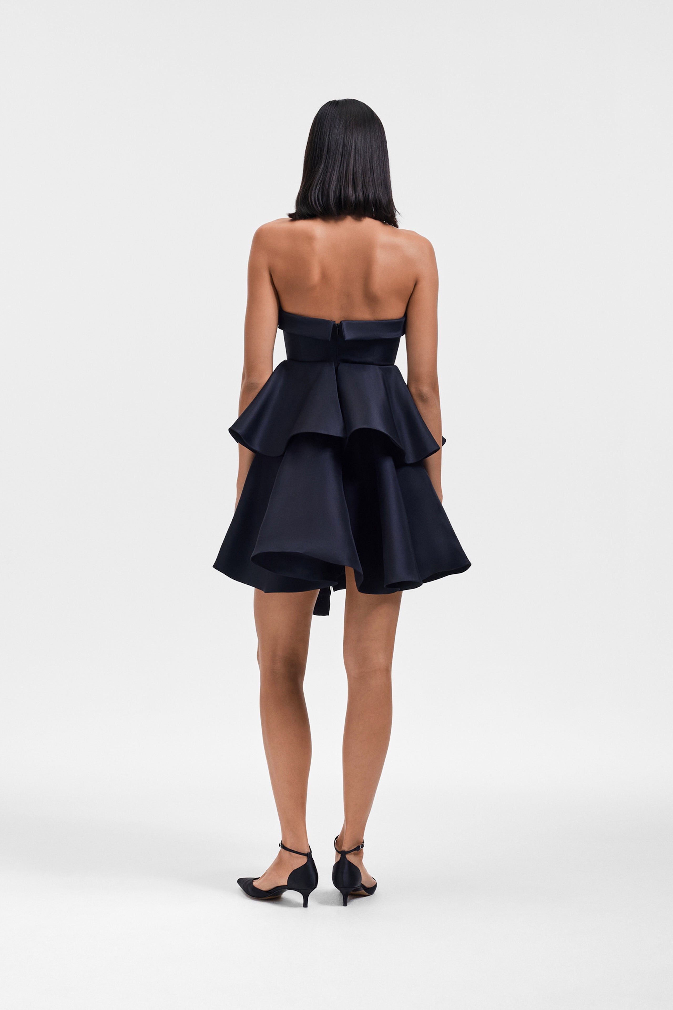 BOW DRAPE GAZAR COCKTAIL DRESS