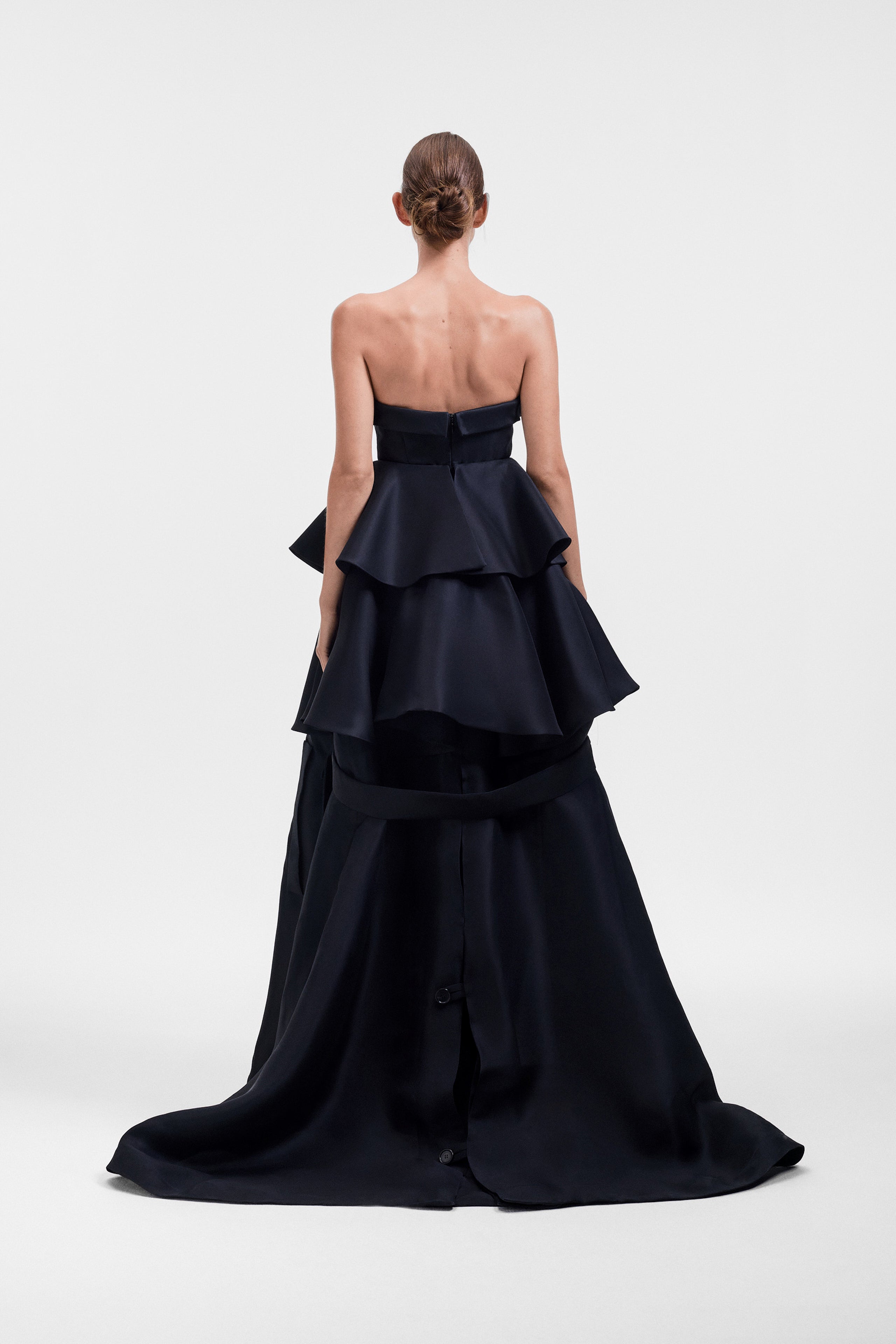 BOW DRAPE GAZAR BALL GOWN