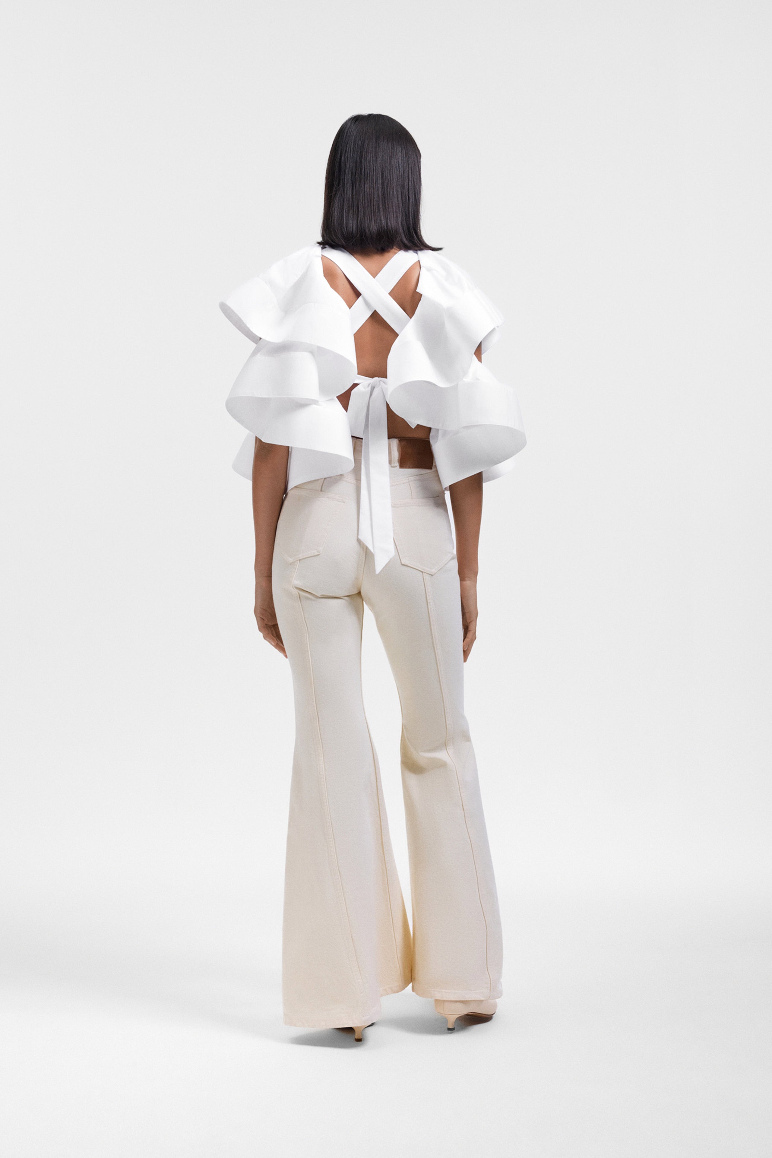 VOLANT DETAIL POPLIN TOP