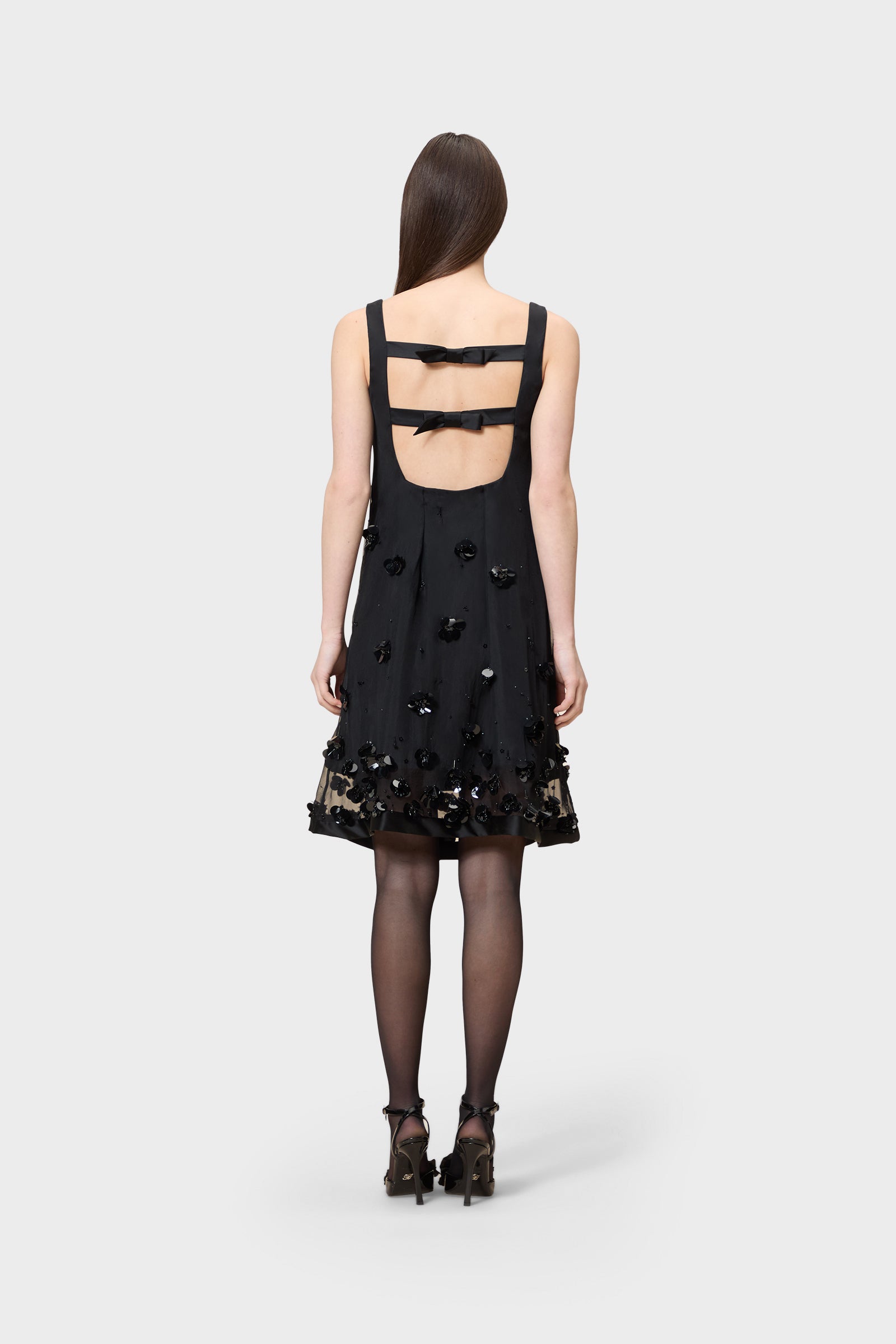 EMBROIDERY SILK MINI DRESS