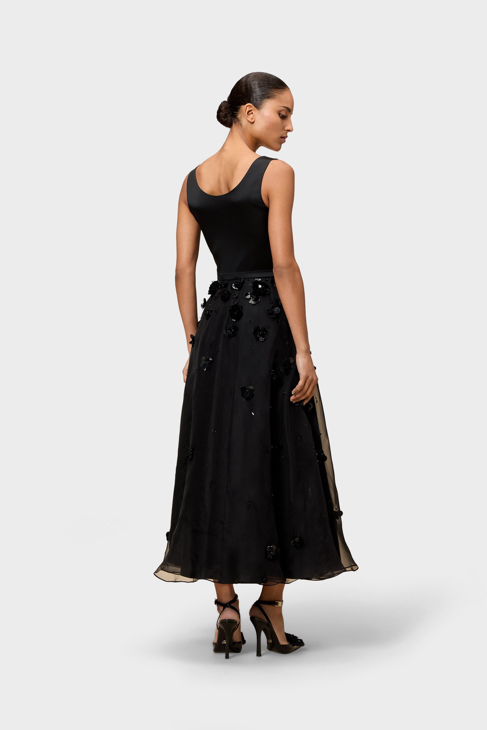 EMBROIDERY SILK A-LINE GOWN