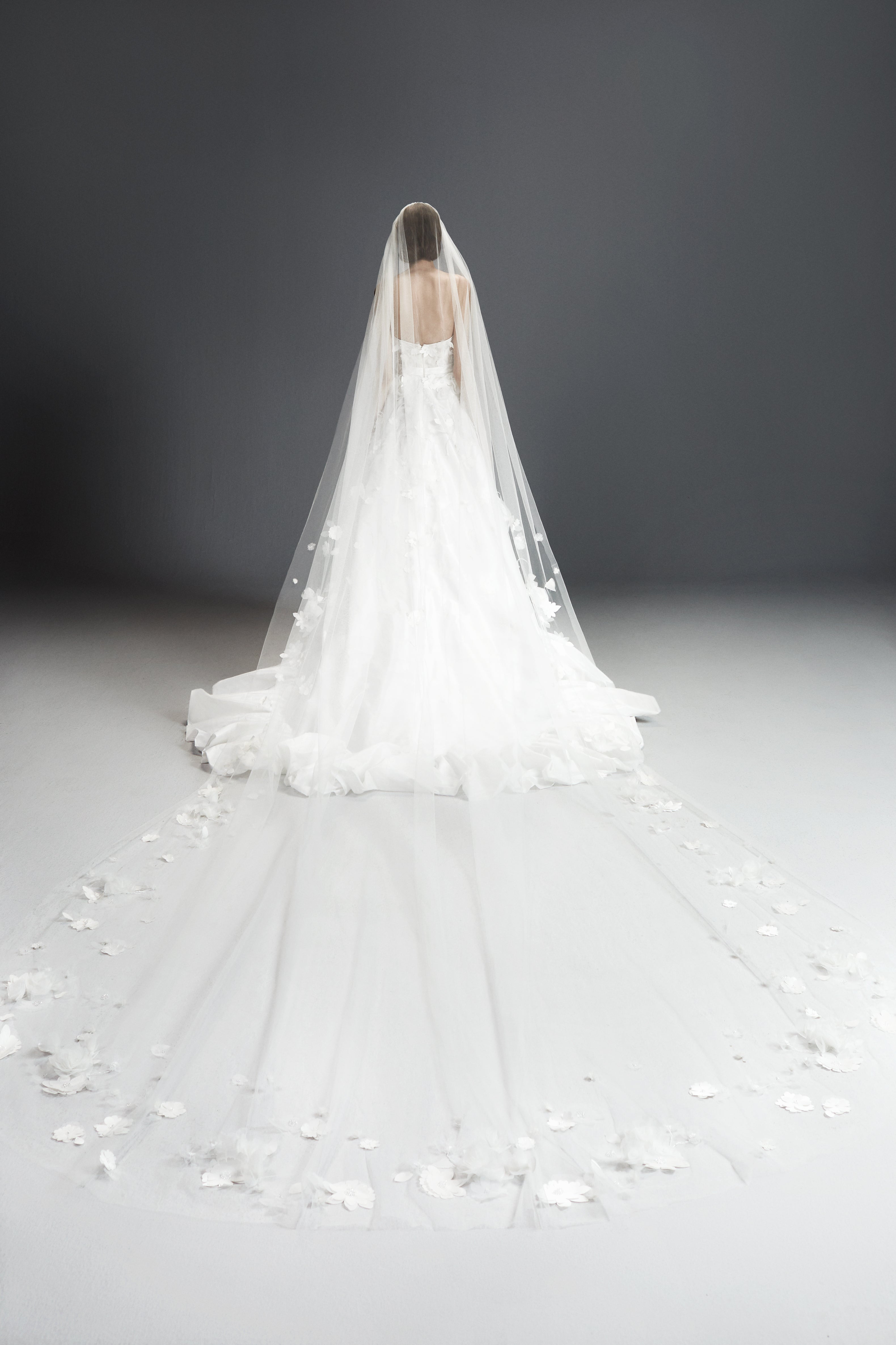 Viktor & Rolf Mariage Bridalwear dress, tulle gown with floral embellishments and elegant long train, couture fashion design