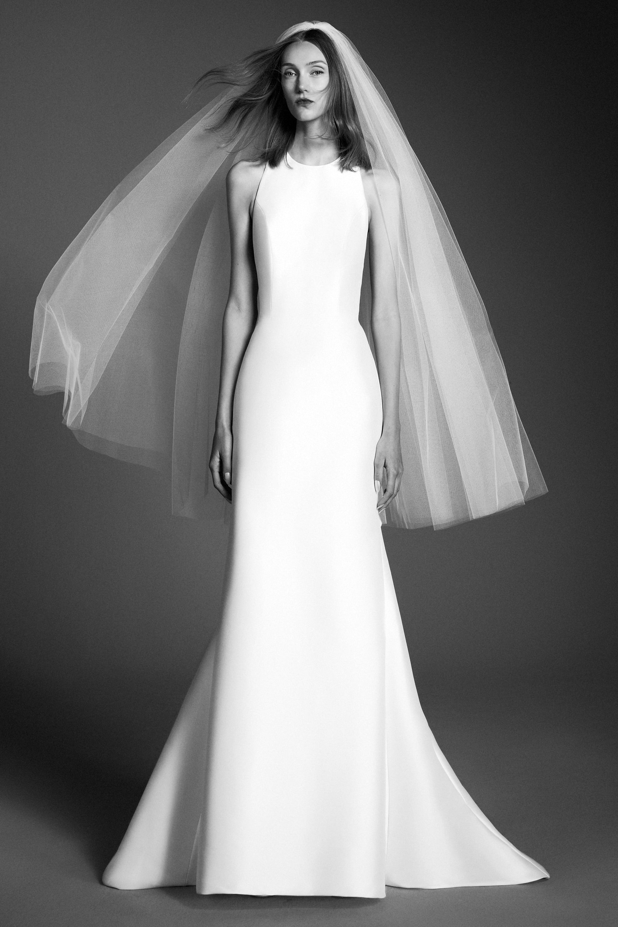 This elegant mermaid gown features a stretch mikado fabric which allows the dress to perfectly mold to the wearer’s body