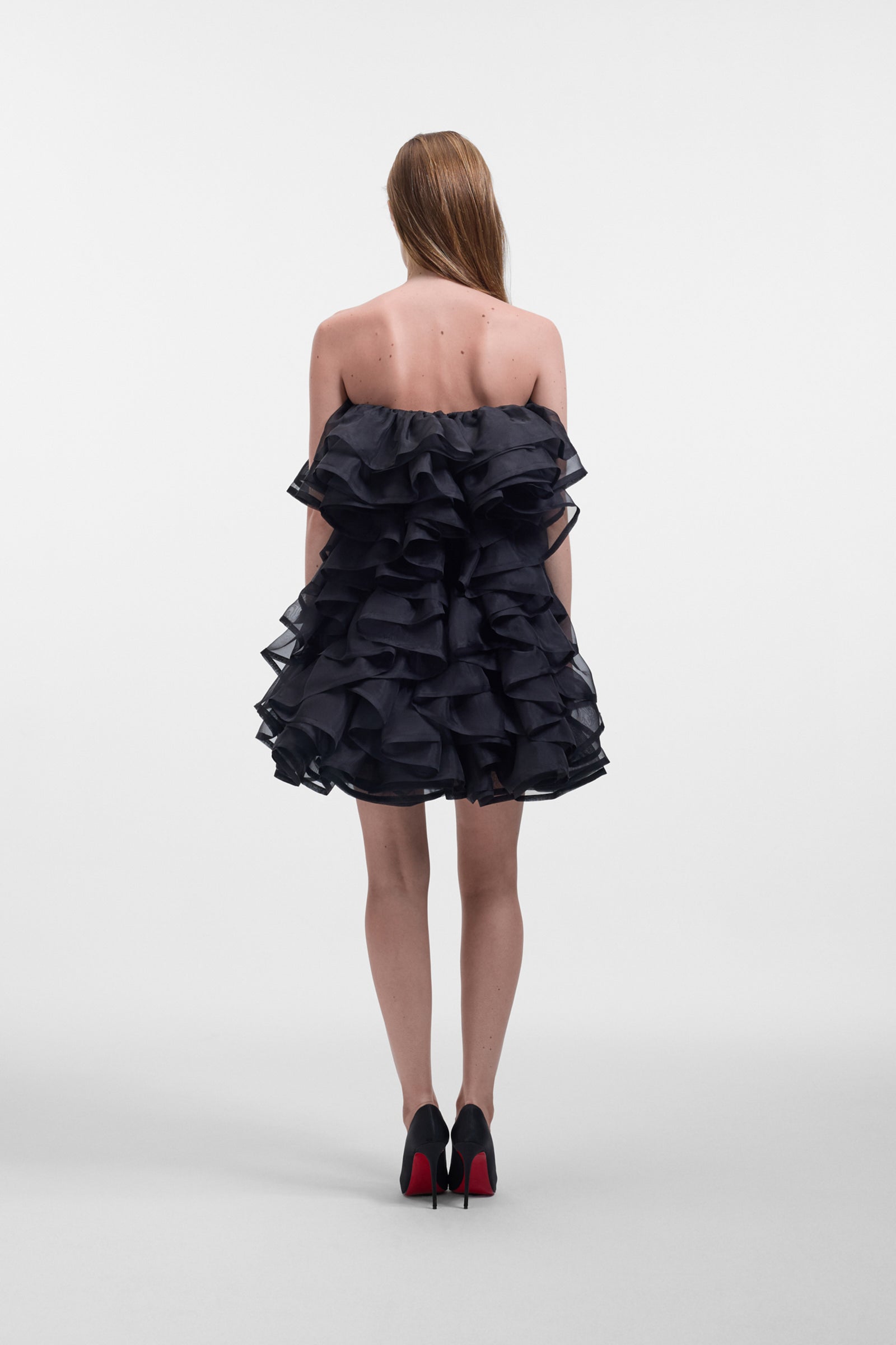 ALL-OVER VOLANTS ORGANZA MINI DRESS