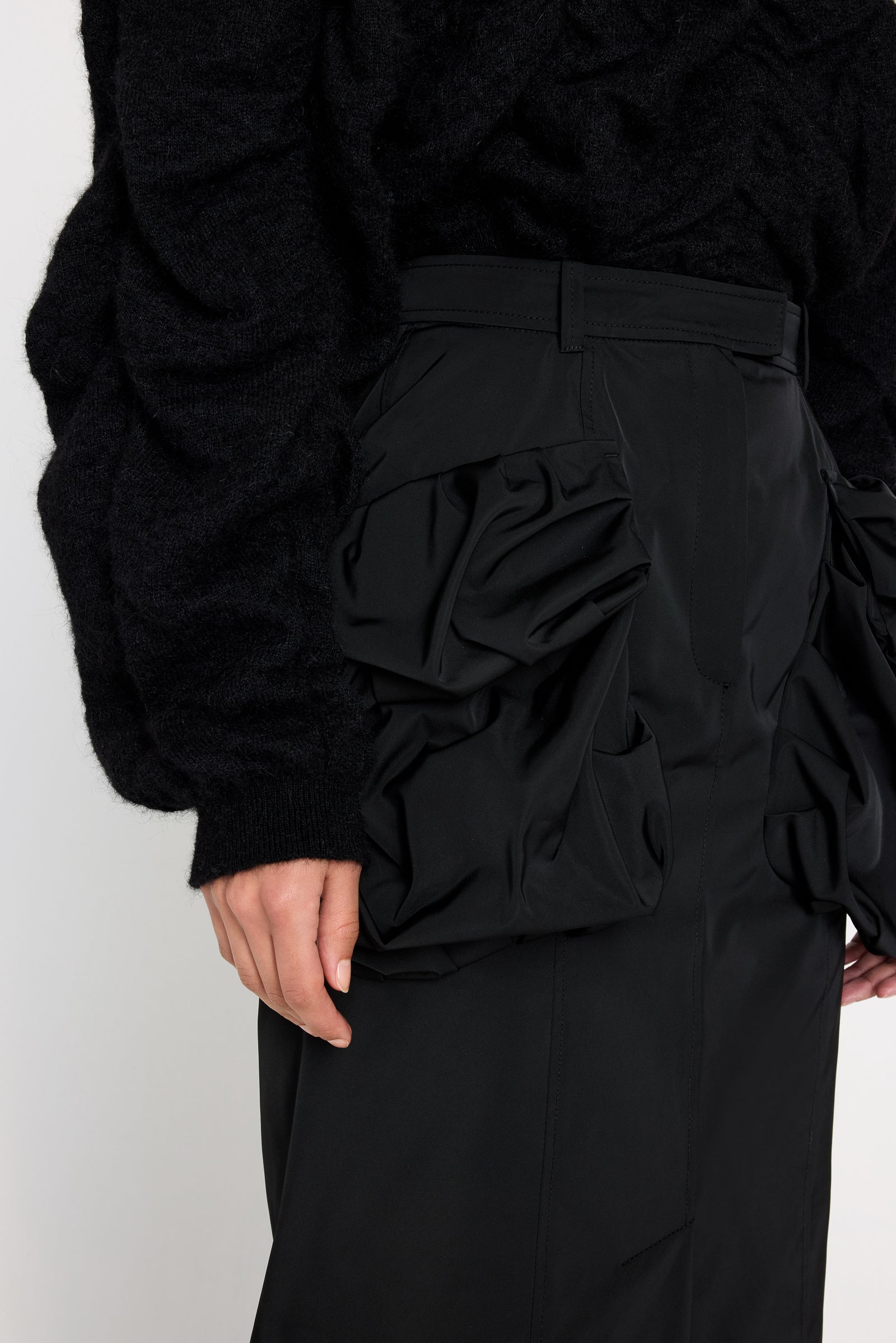 PLEATED POCKET MAXI PENCIL SKIRT