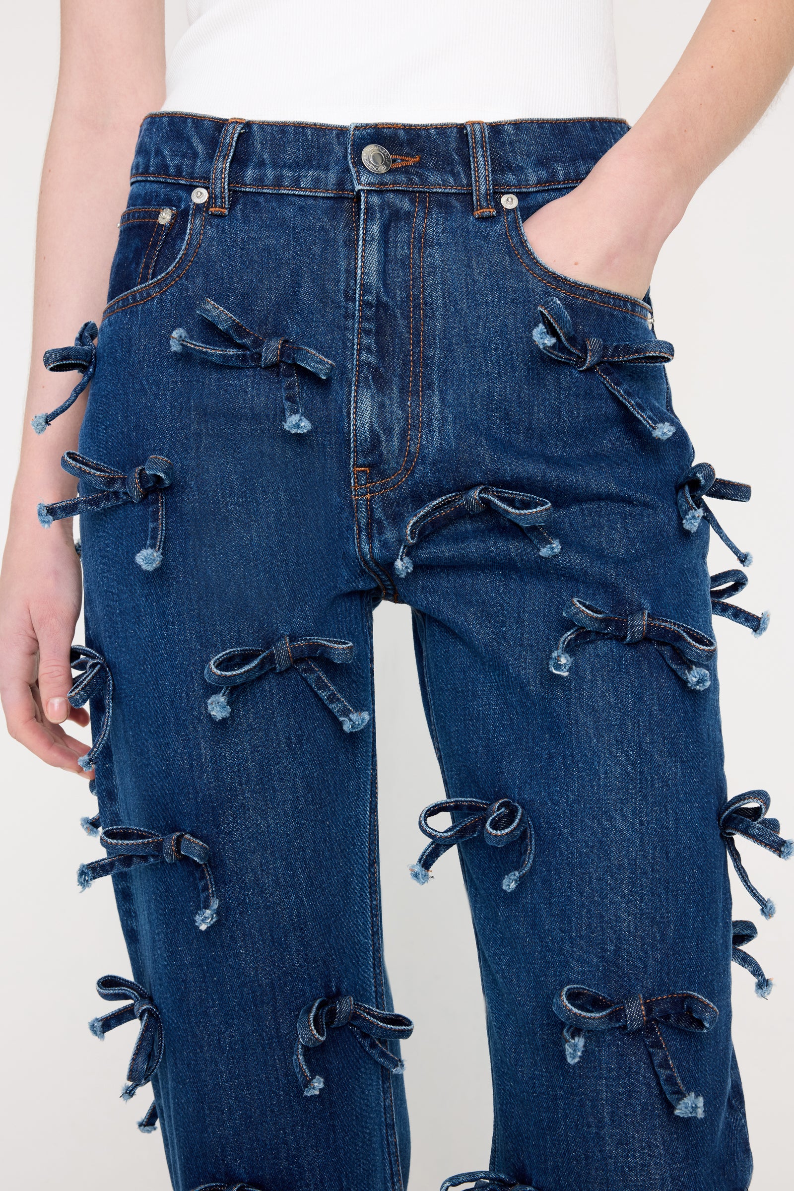 BOW DENIM TROUSERS