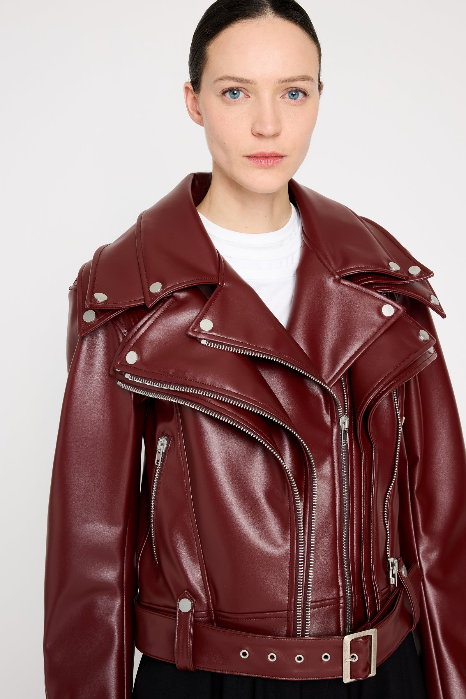 MULTI-LAYERED LEATHER BIKER JACKET