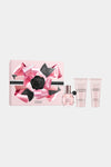 The Flowerbomb perfume gift set in a pink packaging on a white background.