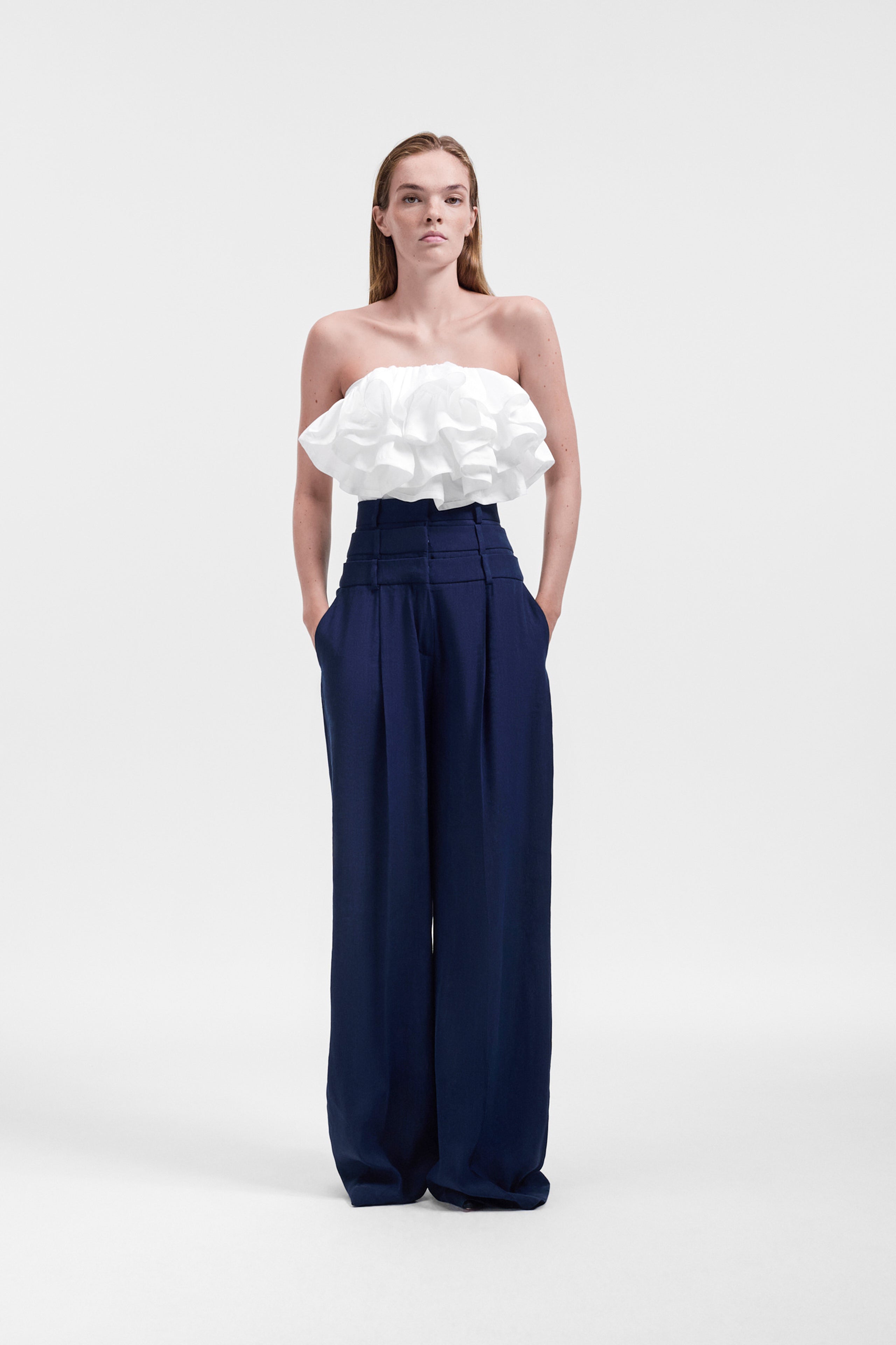 MULTI-LAYERED LINEN SILK BLEND TROUSERS