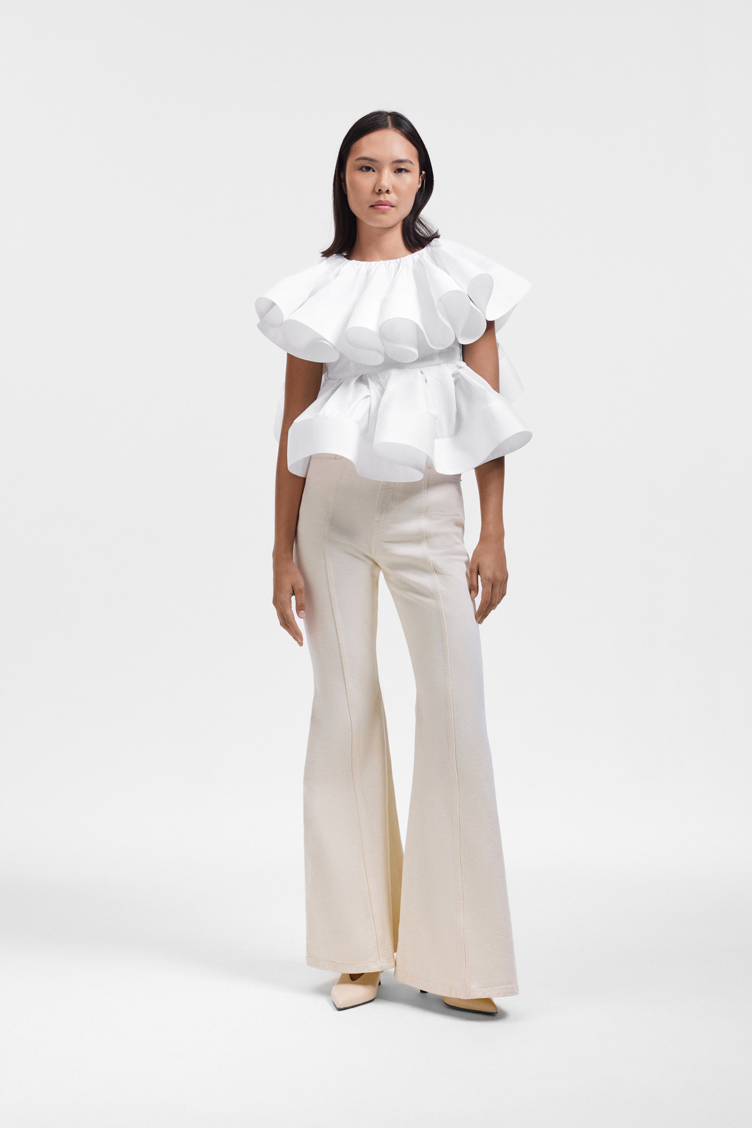 VOLANT DETAIL POPLIN TOP