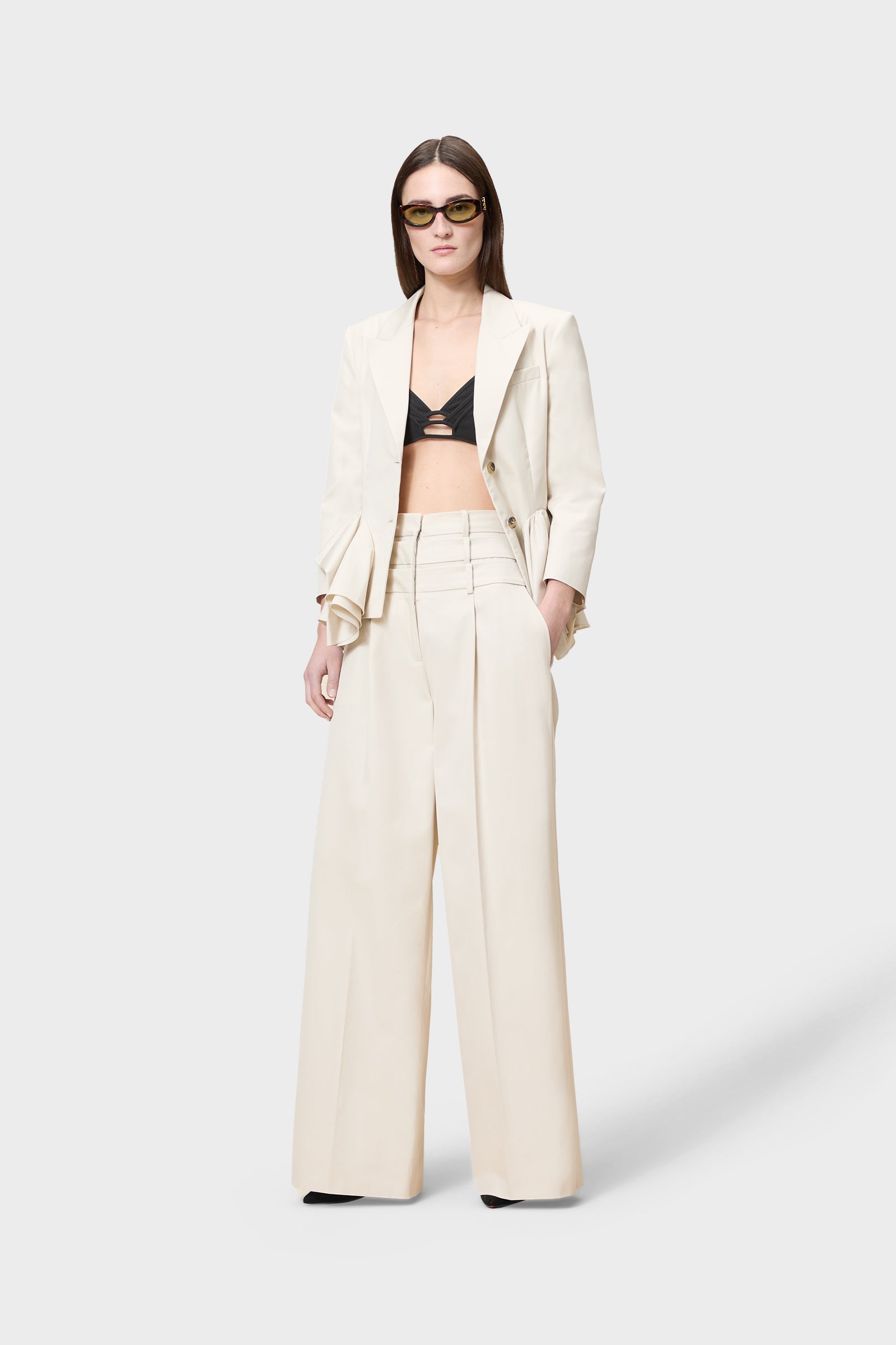 MULTI-LAYERED GABARDINE TROUSERS
