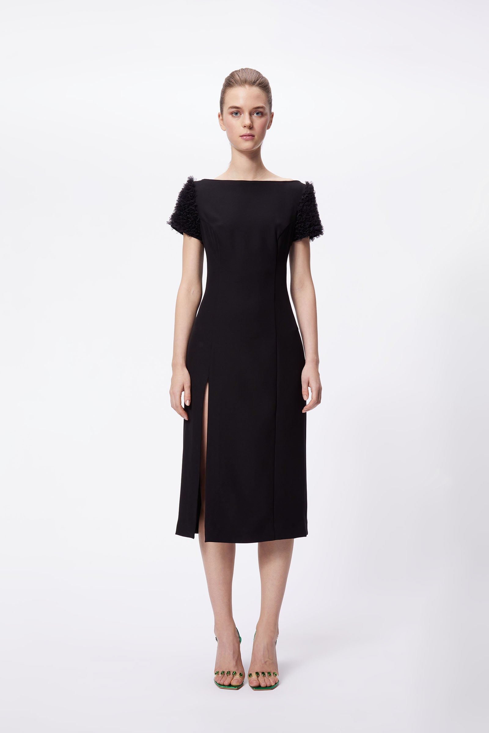 Dressy black dress with sleeves sales