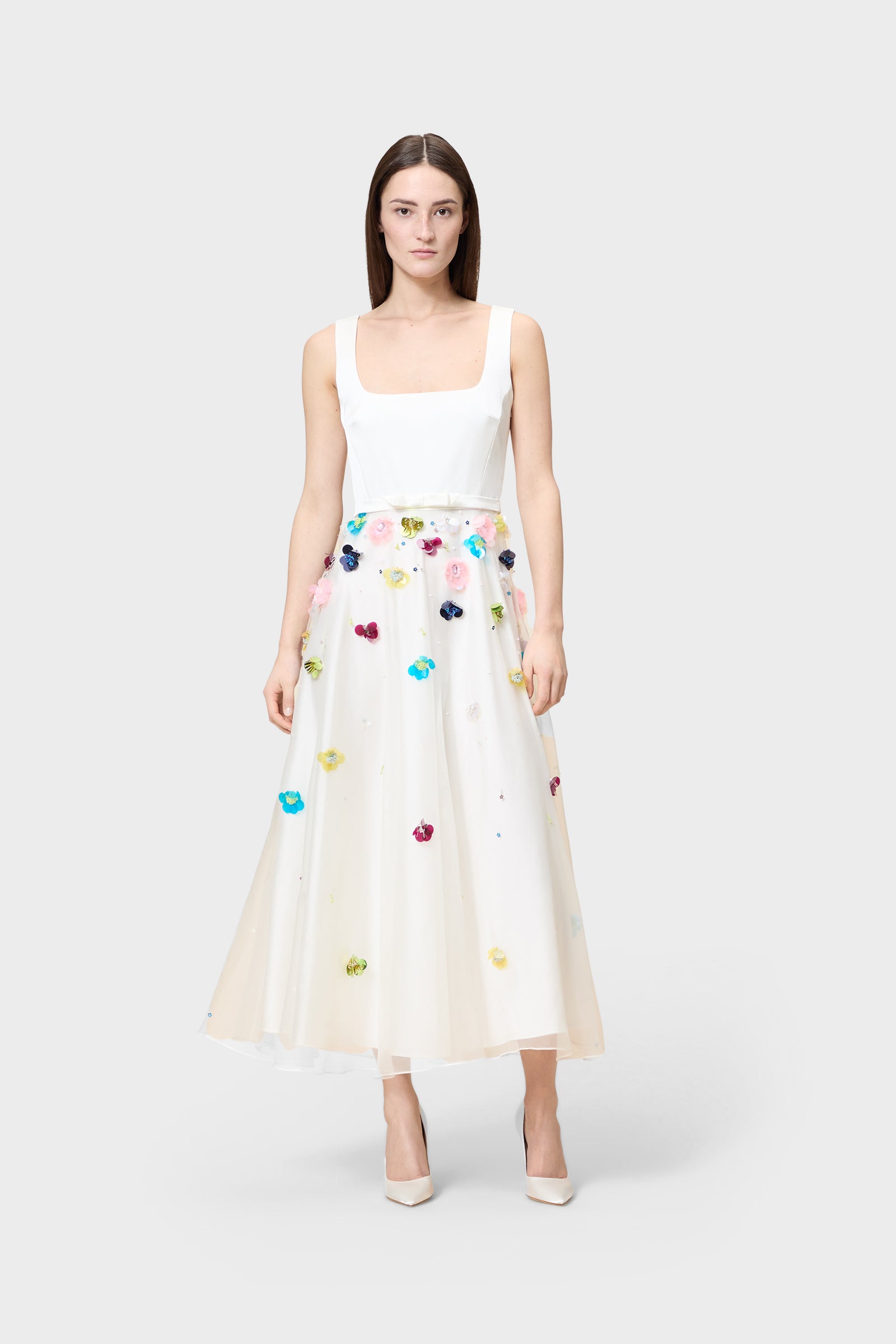 EMBROIDERY SILK A-LINE GOWN