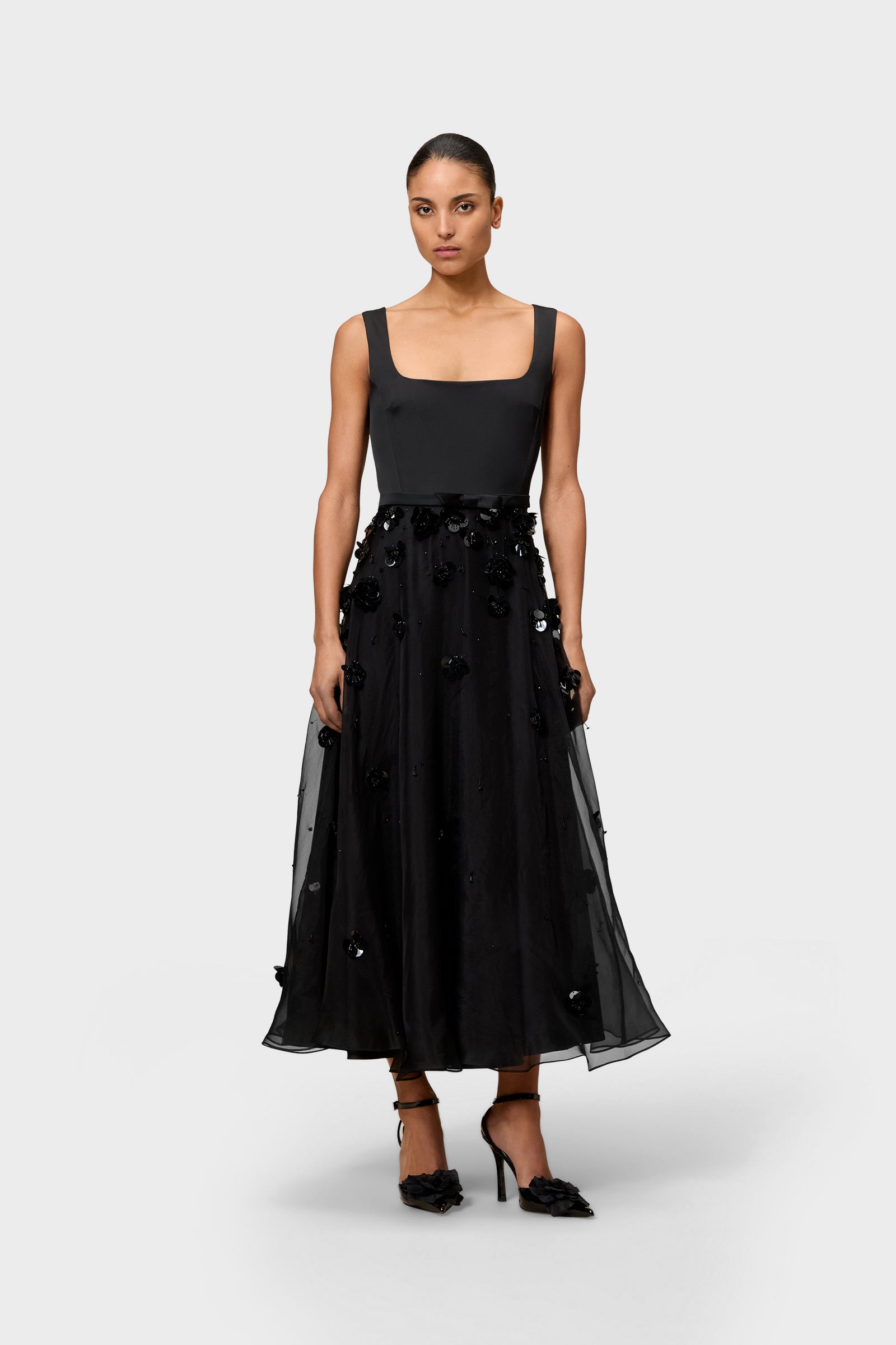 EMBROIDERY SILK A-LINE GOWN