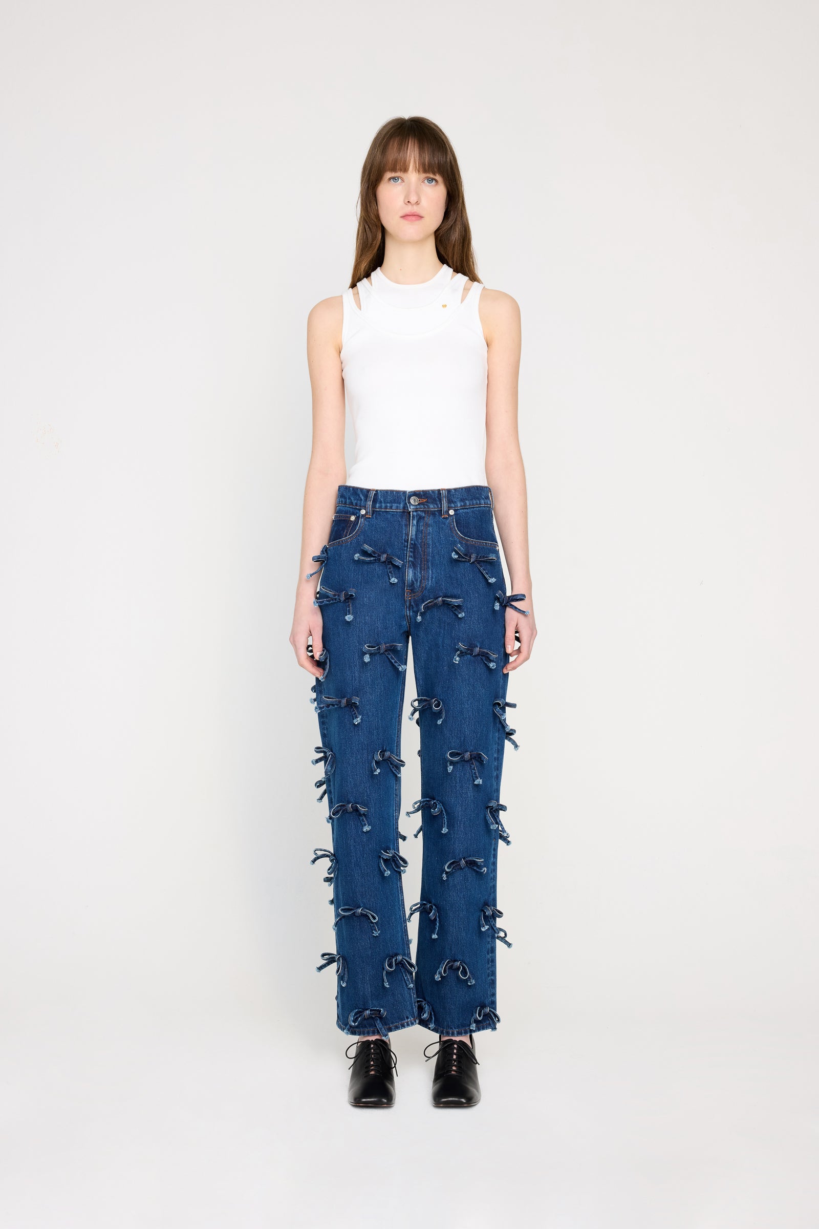 BOW DENIM TROUSERS
