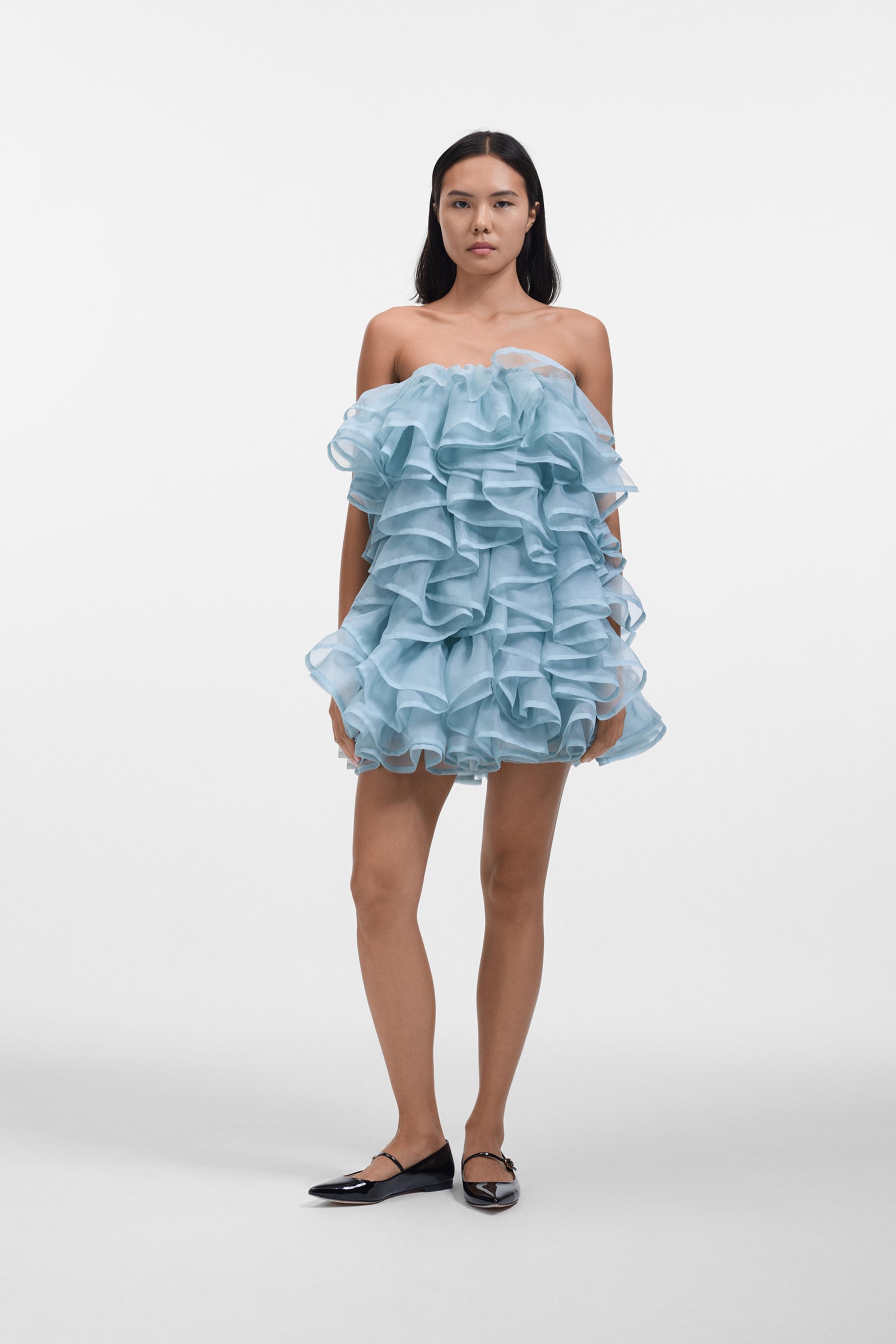 ALL-OVER VOLANTS ORGANZA MINI DRESS