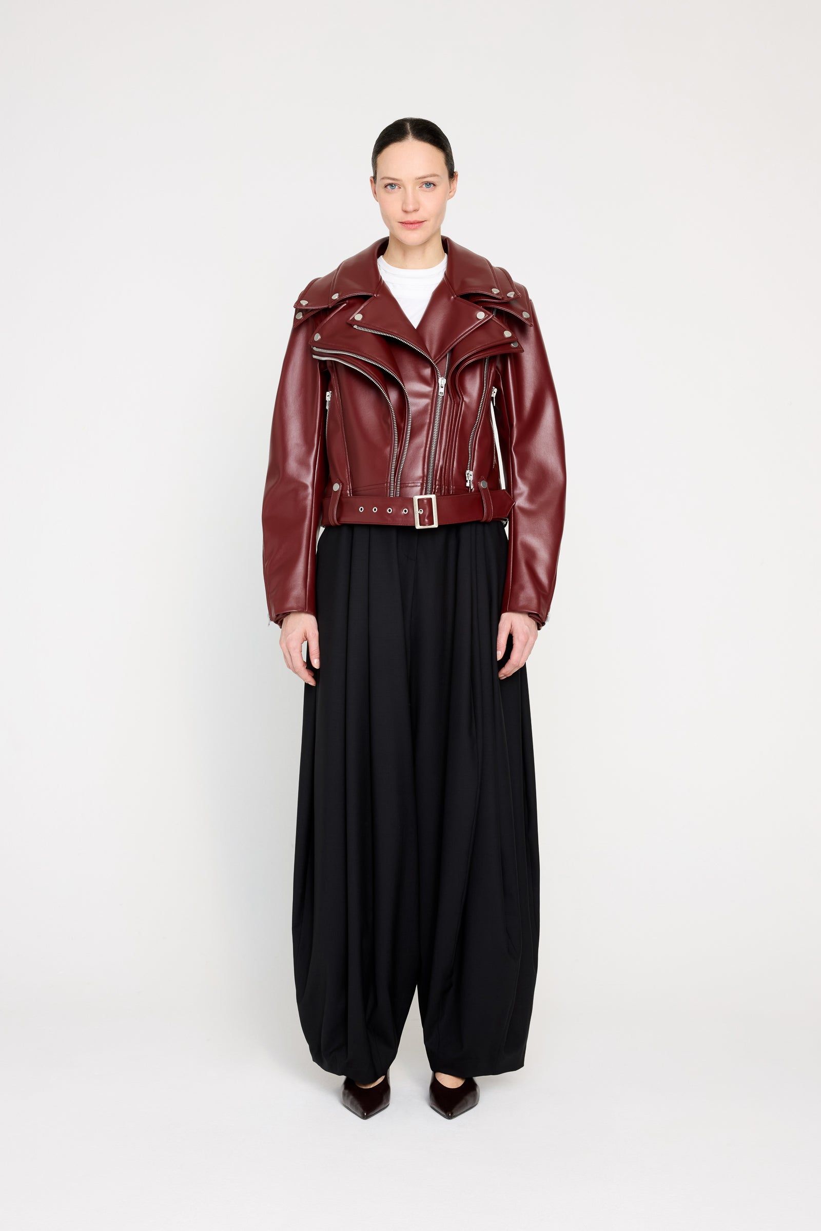 MULTI-LAYERED LEATHER BIKER JACKET