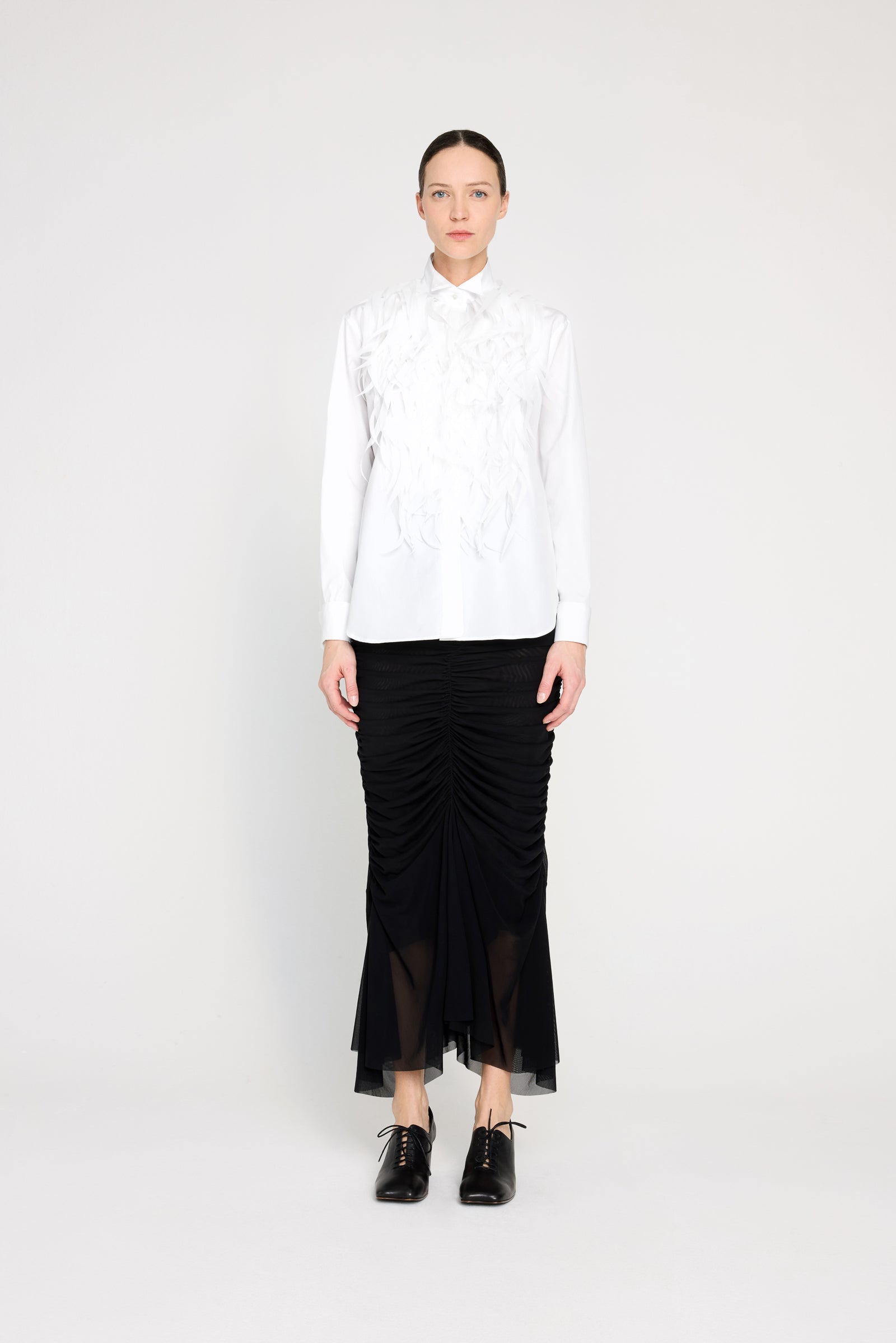 FEATHER TUXEDO PLASTRON SHIRT