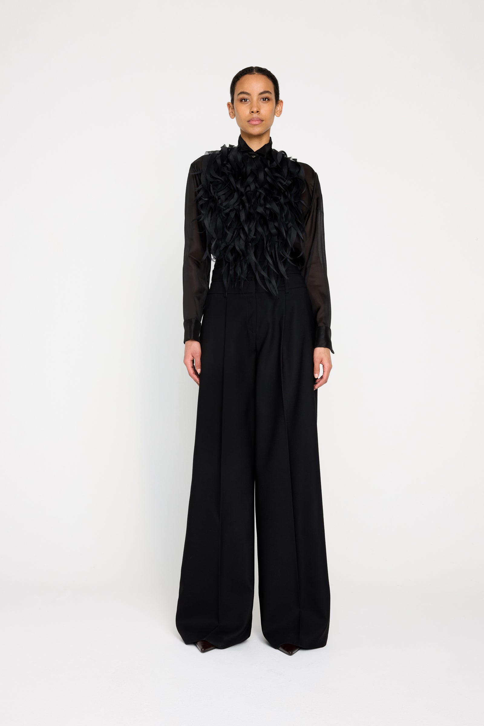 FEATHER TUXEDO PLASTRON SHIRT