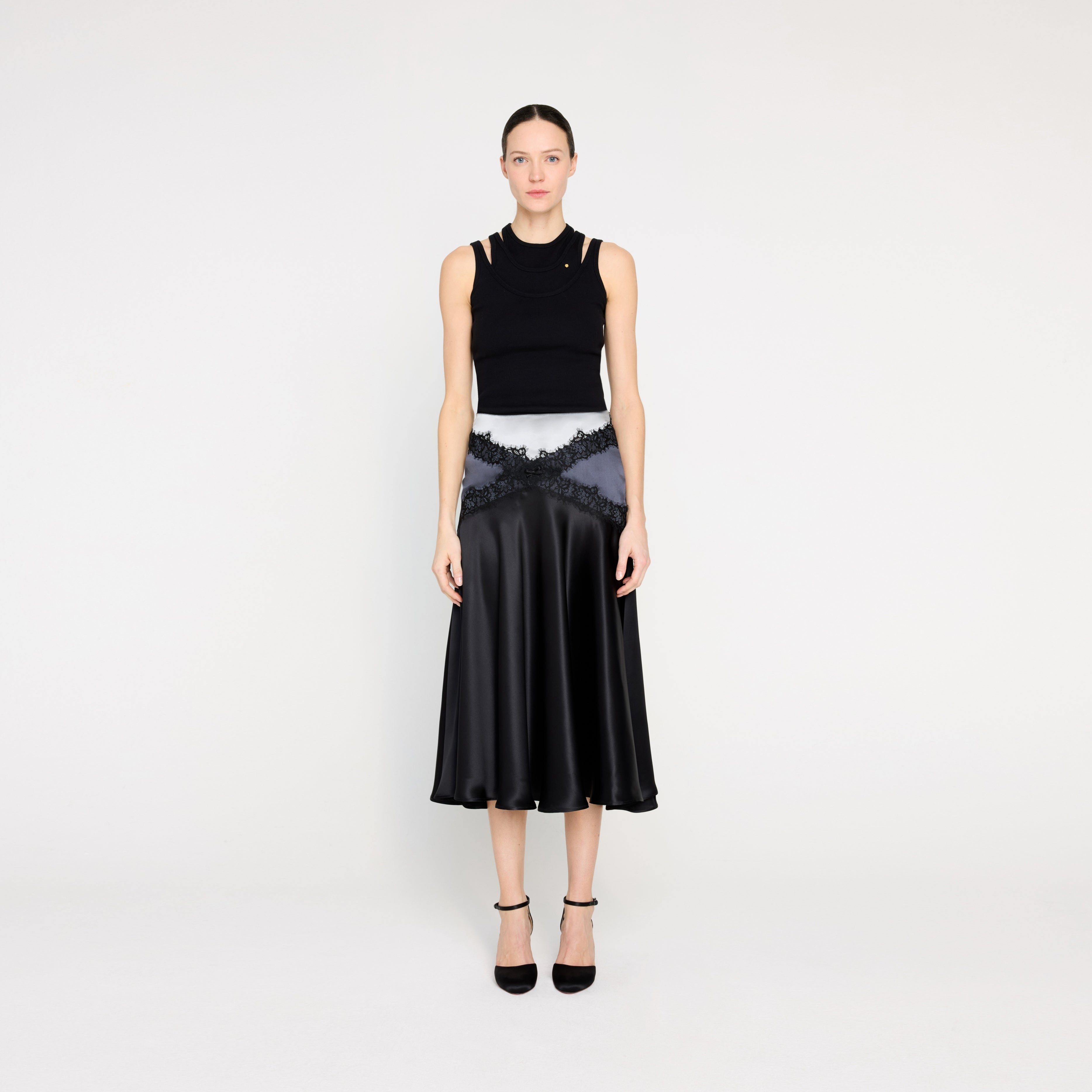 SILK LACE MIDI SKIRT