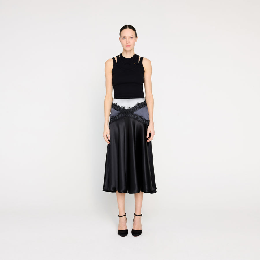 SILK LACE MIDI SKIRT