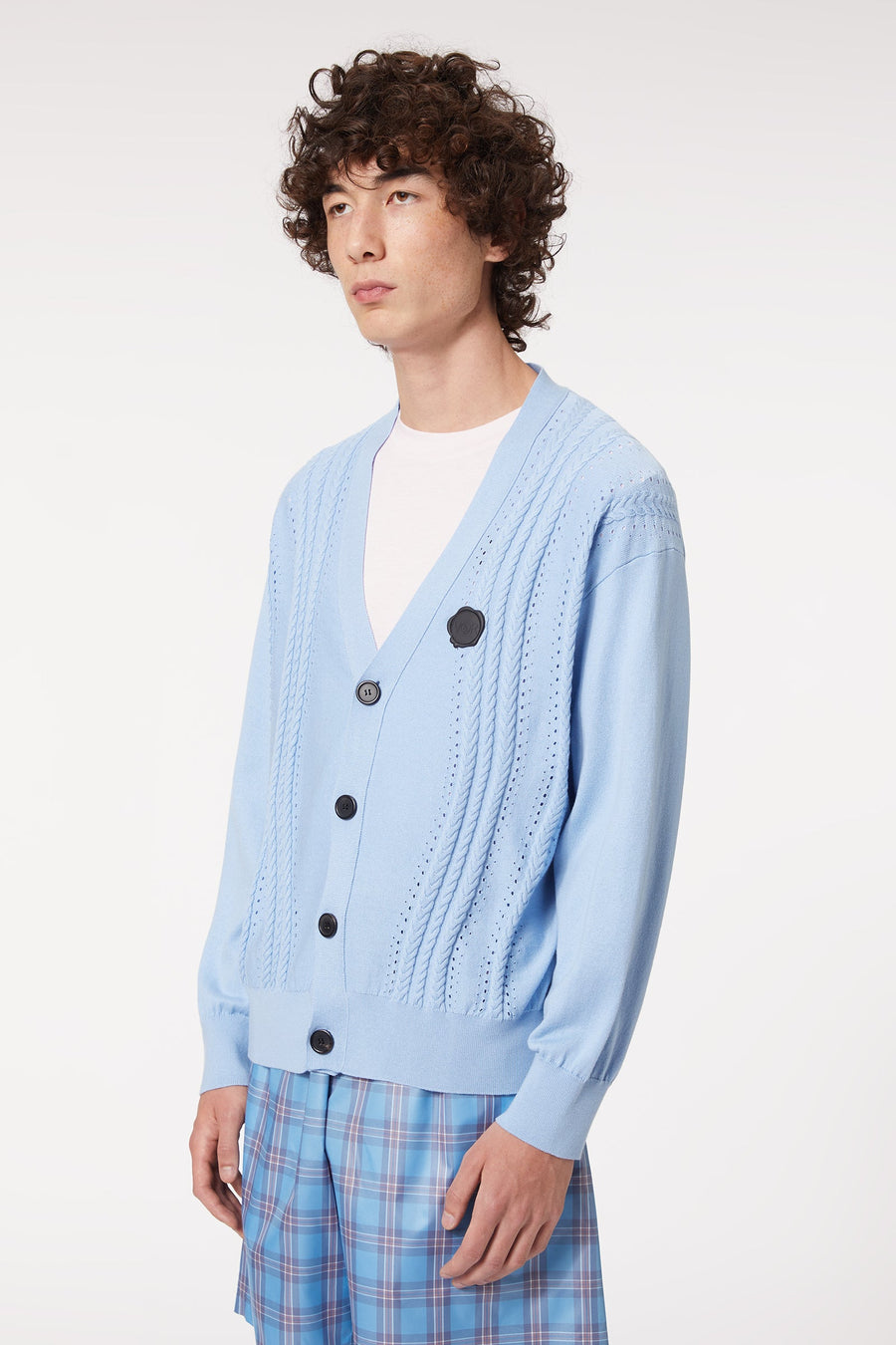 CABLE KNIT LOGO CARDIGAN