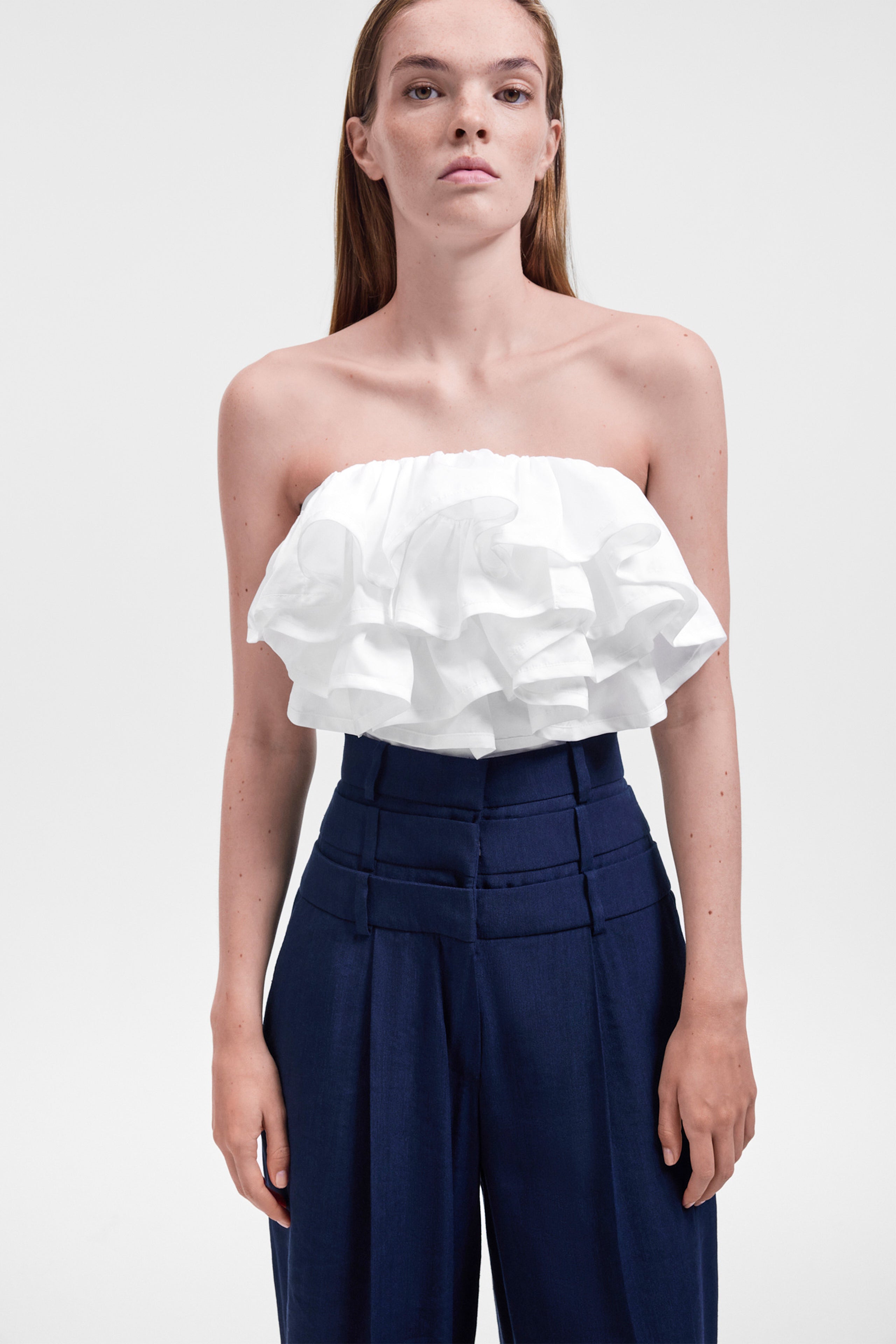 MULTI-LAYERED LINEN SILK BLEND TROUSERS