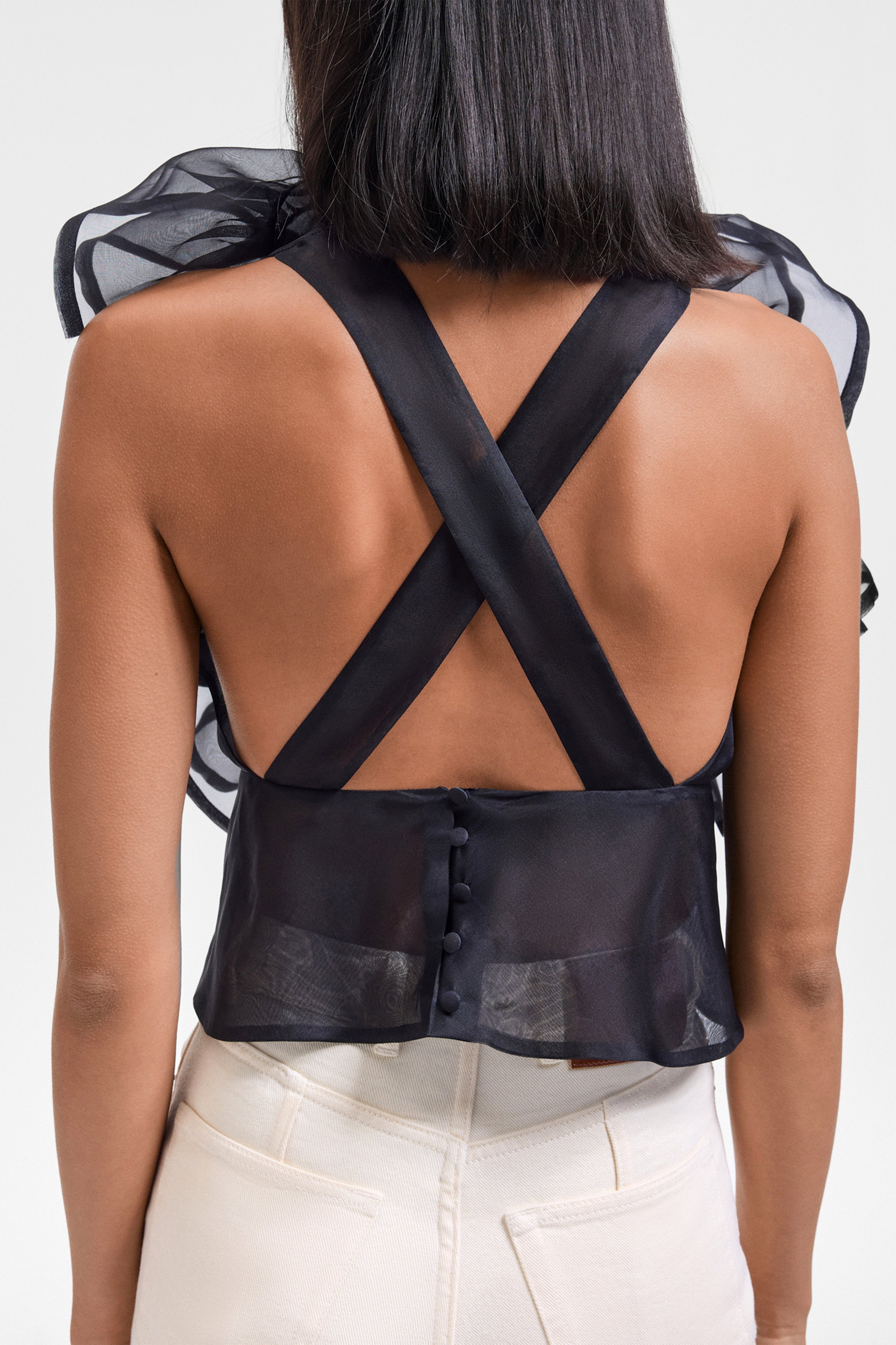 VOLANT JABOT ORGANZA TOP