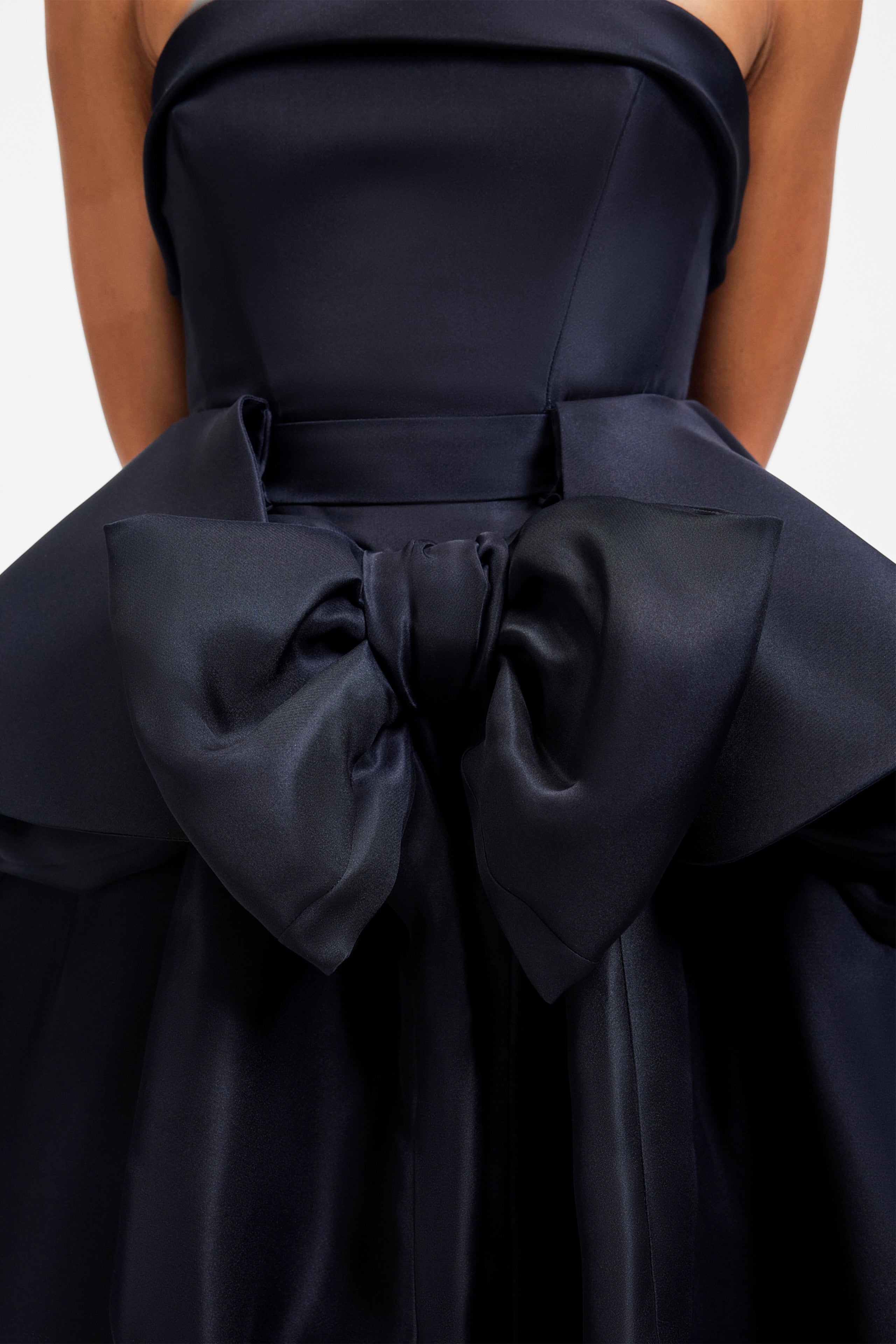 BOW DRAPE GAZAR COCKTAIL DRESS