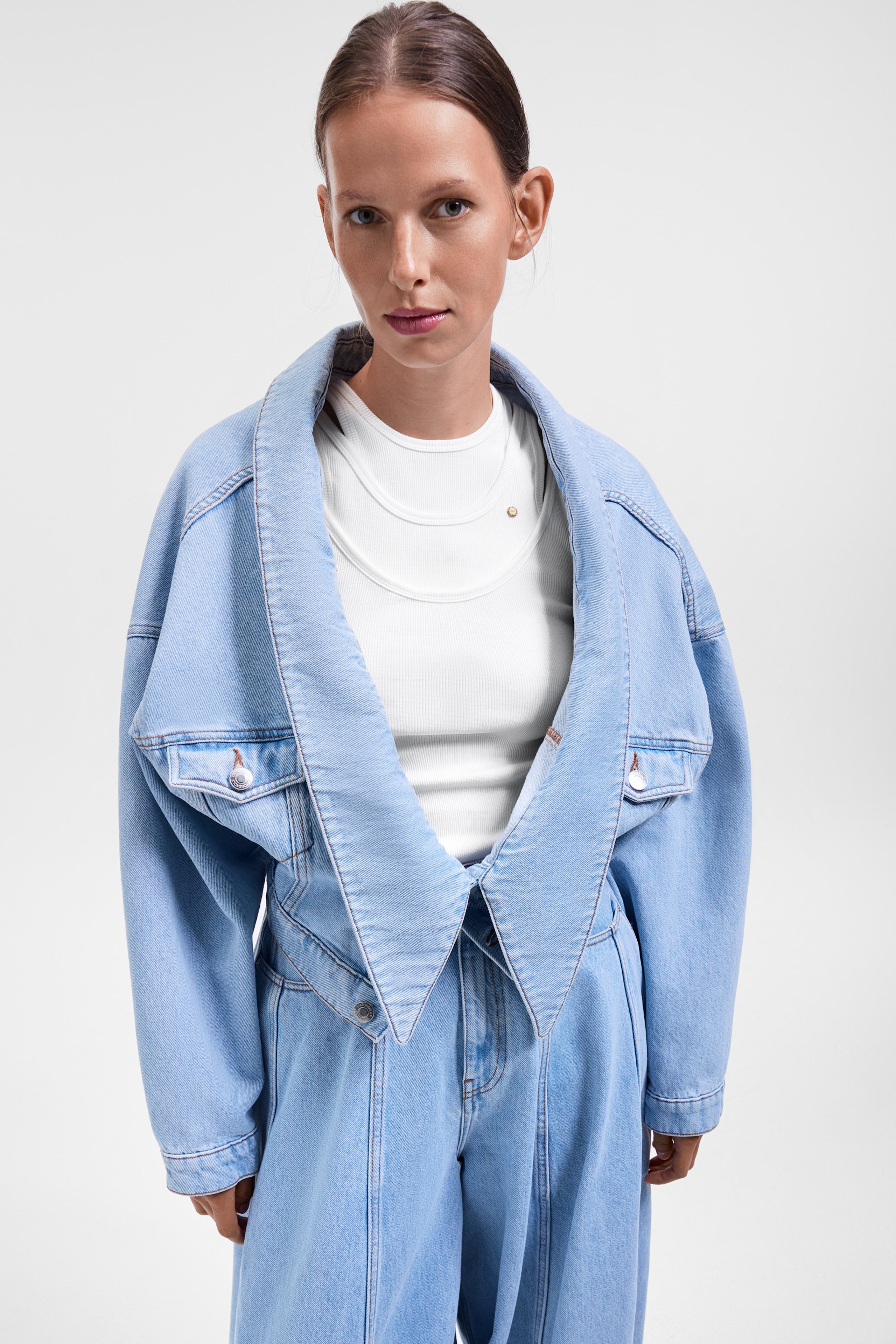 DENIM DRAGGED JACKET