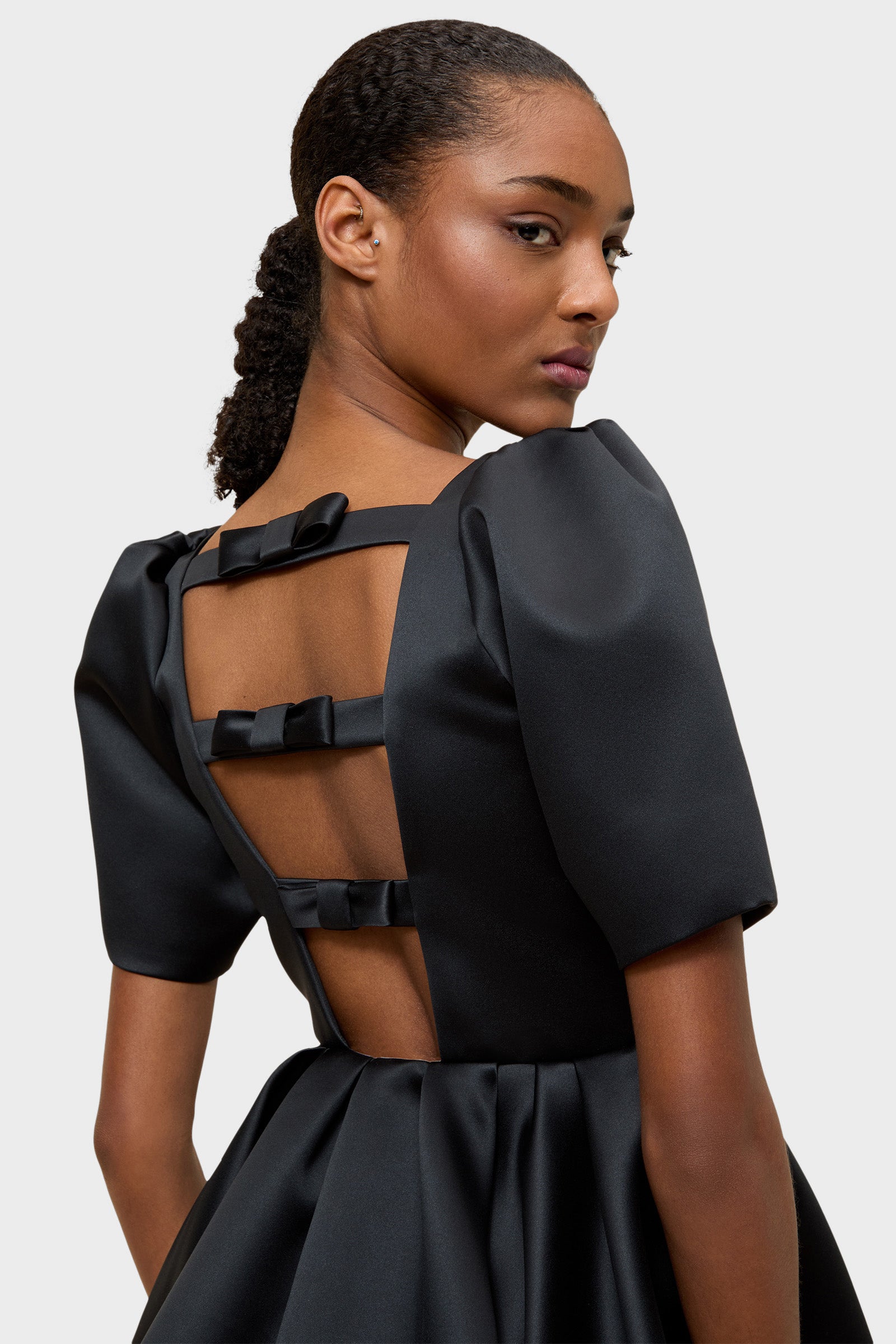 HEM CUT SATIN MINI DRESS