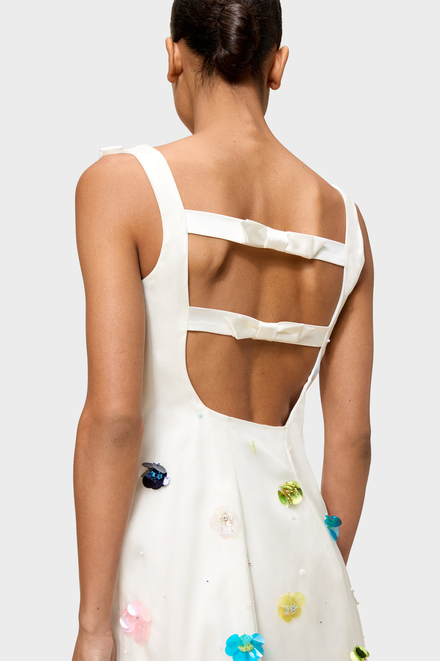 EMBROIDERY SILK MINI DRESS