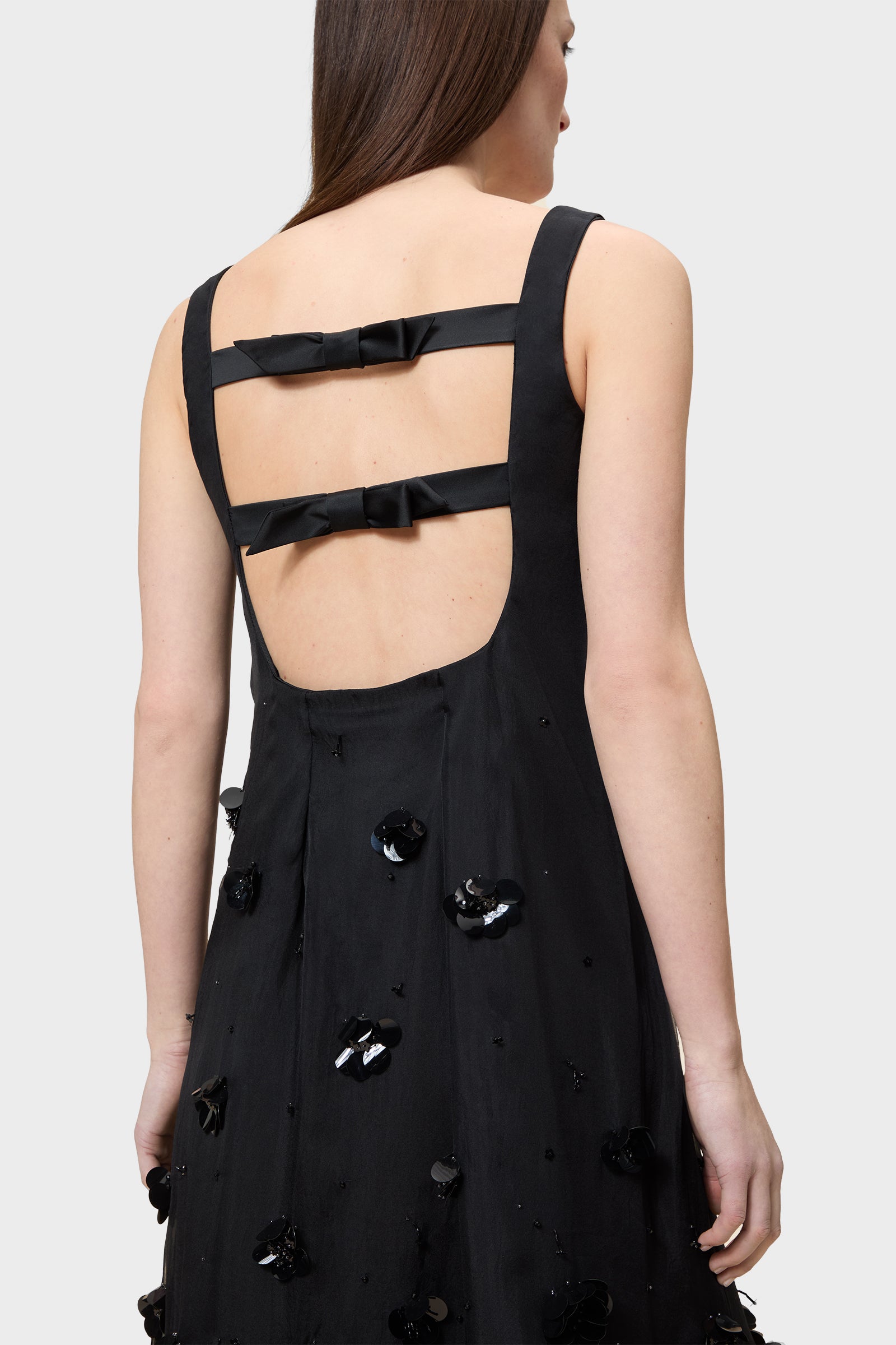 EMBROIDERY SILK MINI DRESS