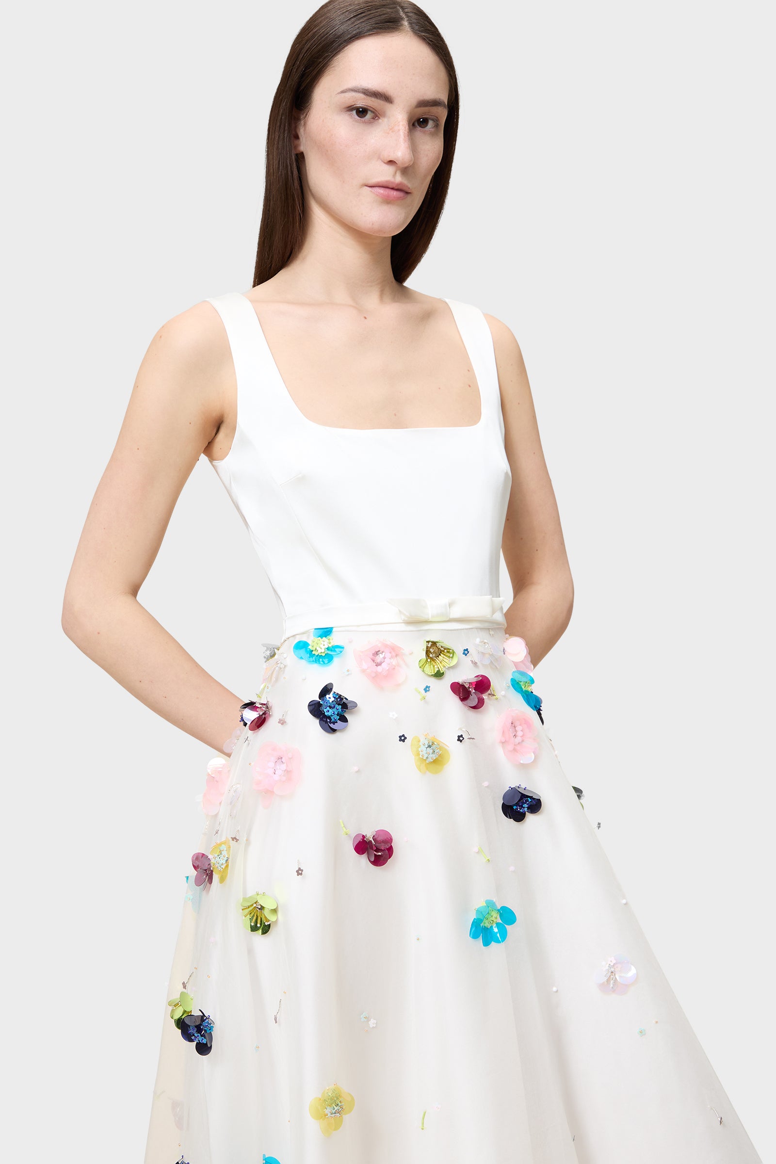 EMBROIDERY SILK A-LINE GOWN